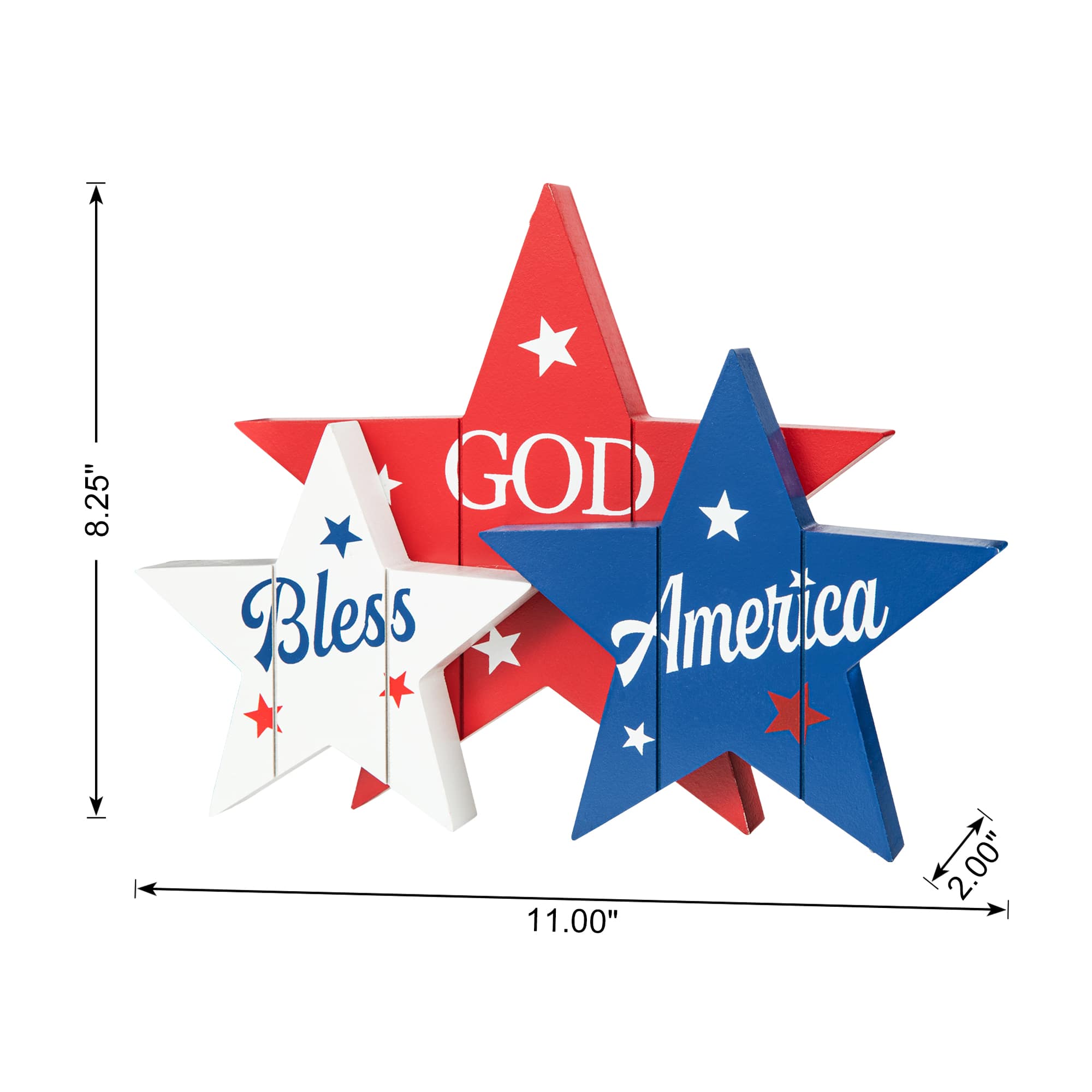 Glitzhome&#xAE; 11&#x22; Wooden Patriotic America Stars Table D&#xE9;cor