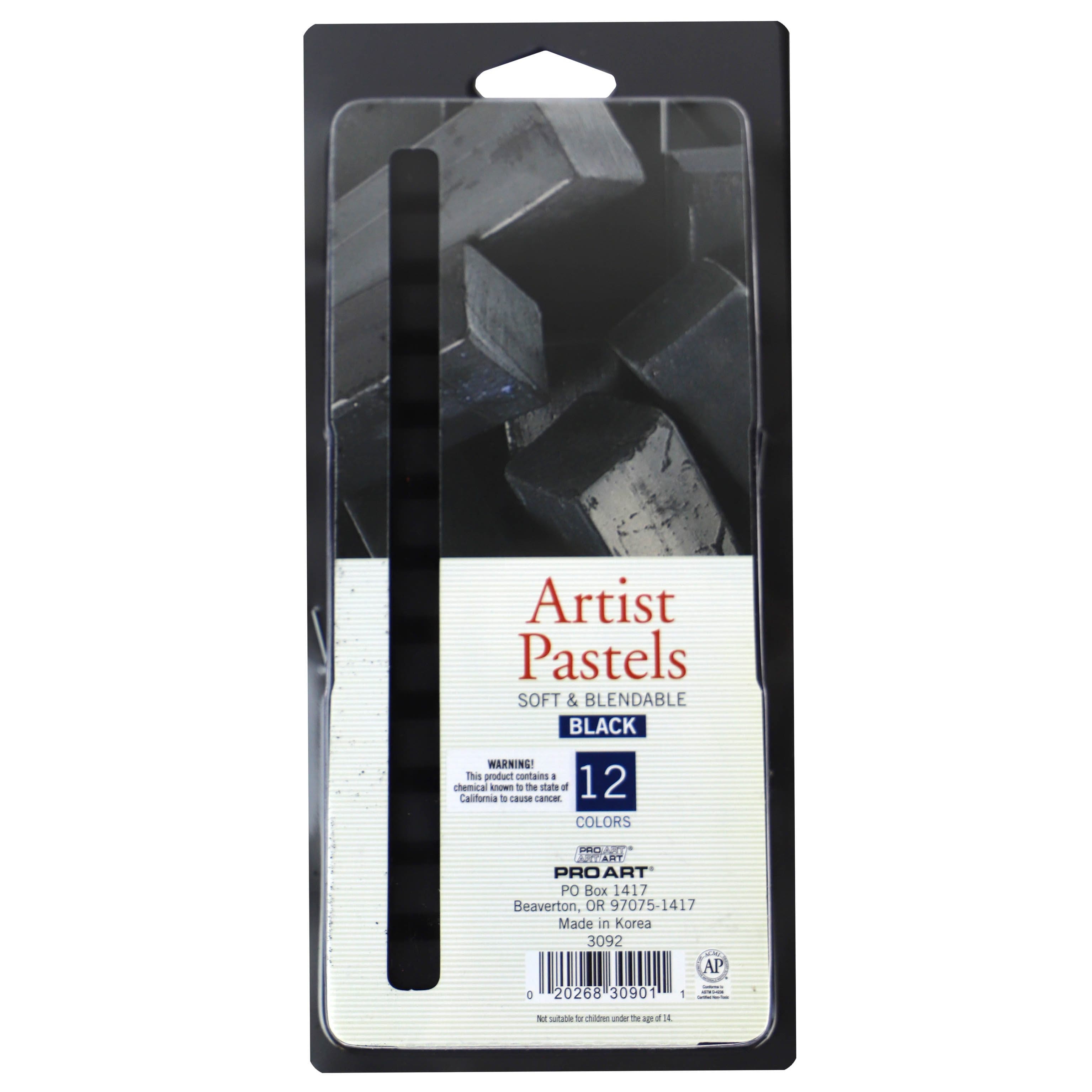 Pro Art Black 12 Piece Square Artist Pastels