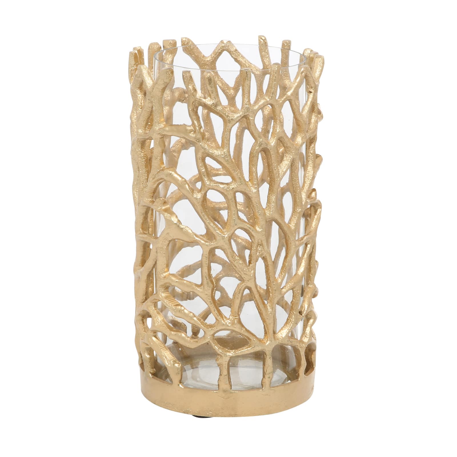Gold Aluminum Coastal Candle Holder, 10" x 5" x 5"
