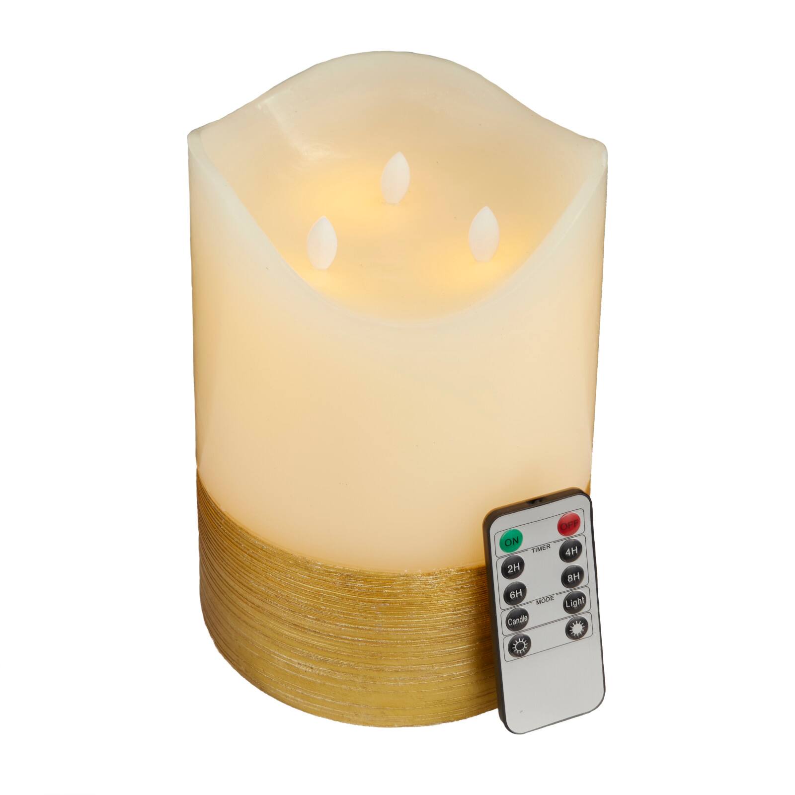 Cream &#x26; Gold Traditional Flameless Candle