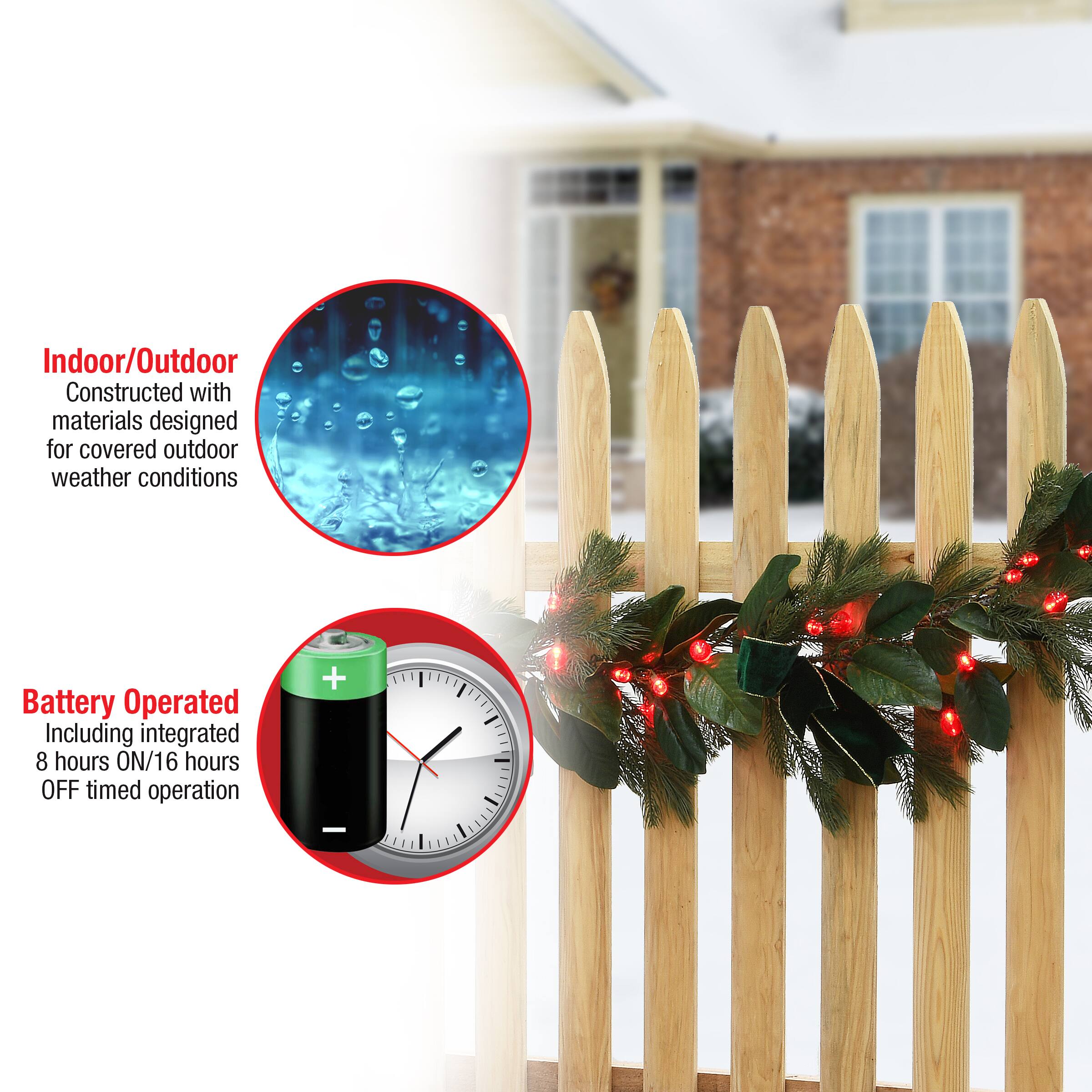 9ft. Magnolia Mix Pine Garland with LED Lights & Bows