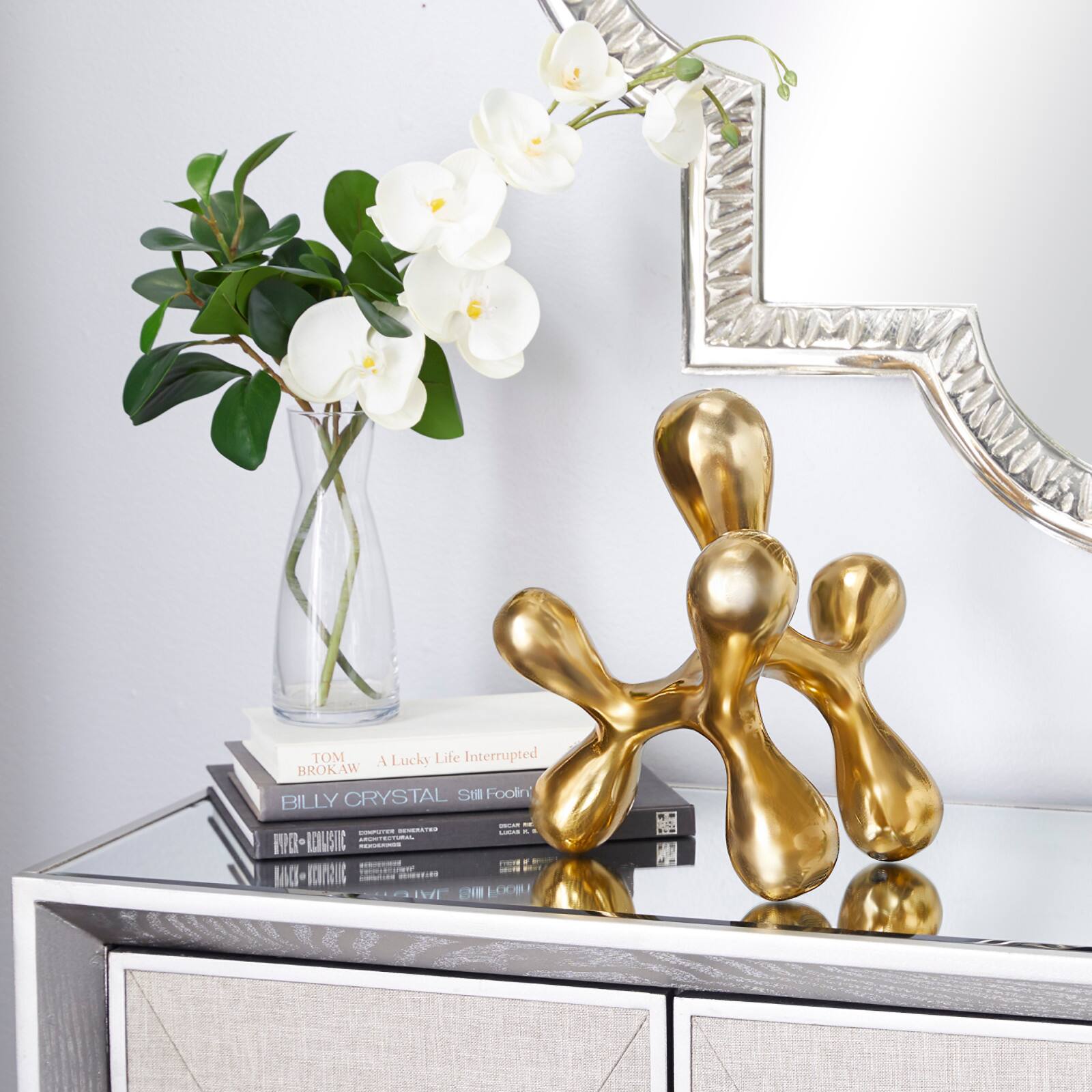 CosmoLiving by Cosmopolitan 12" Gold Aluminum Contemporary Abstract Sculpture