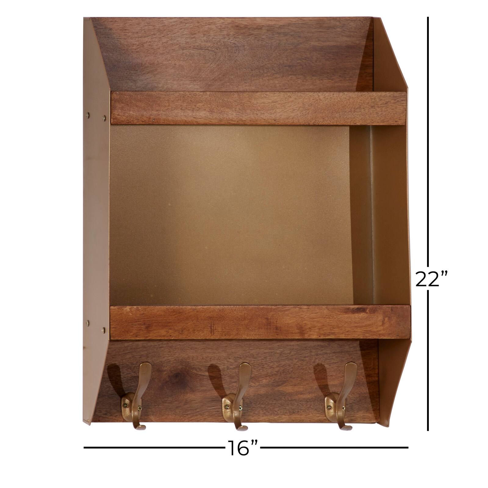 Brown Metal Industrial Wall Shelf, 22" x 16" x 5"