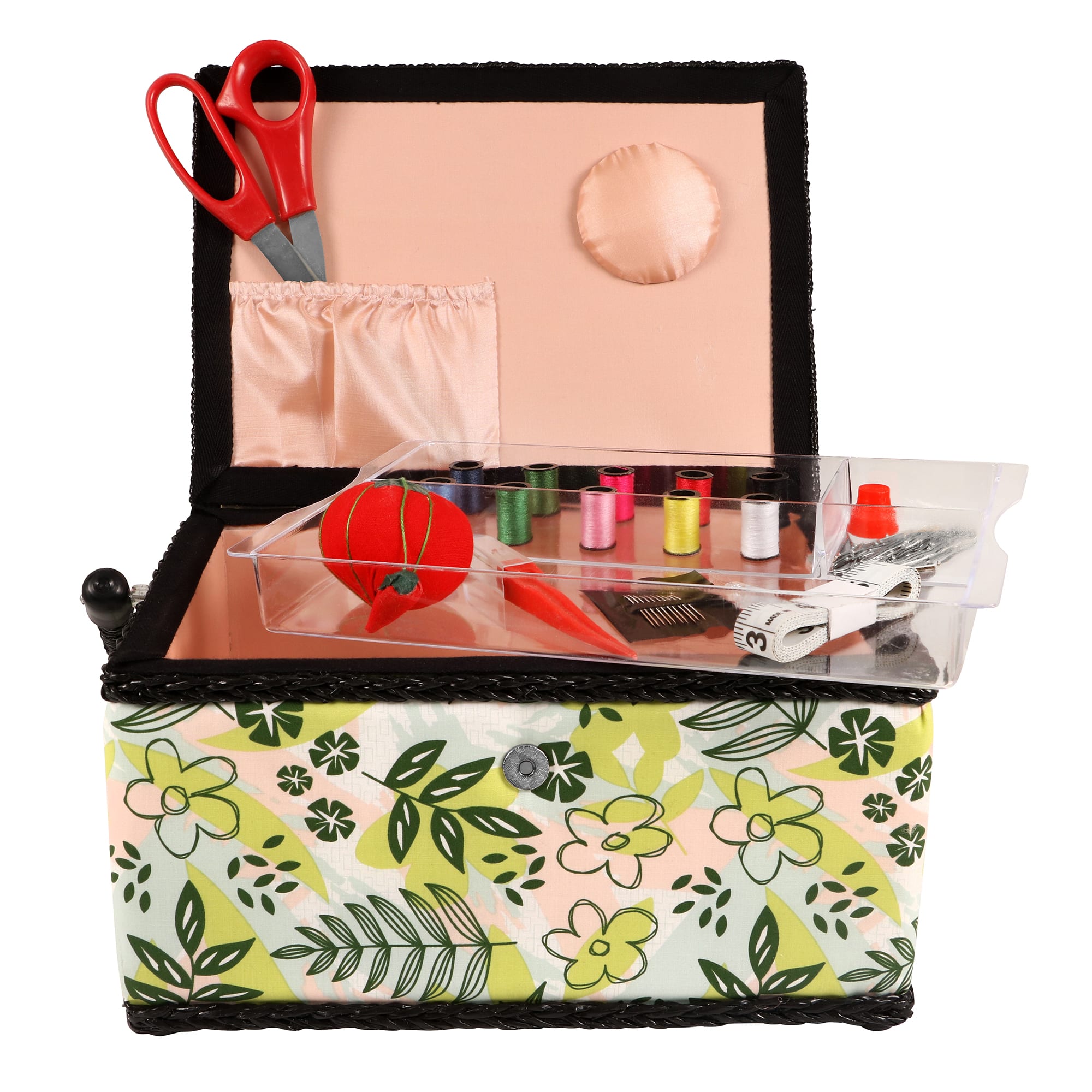  SINGER Sewing Basket with Sewing Kit Accessories (Organic  Natural Print)