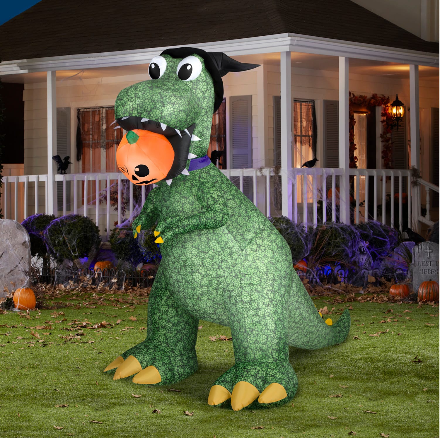 9ft. Airblown® Animated Halloween Inflatable T-Rex with Jack-O'-Lantern