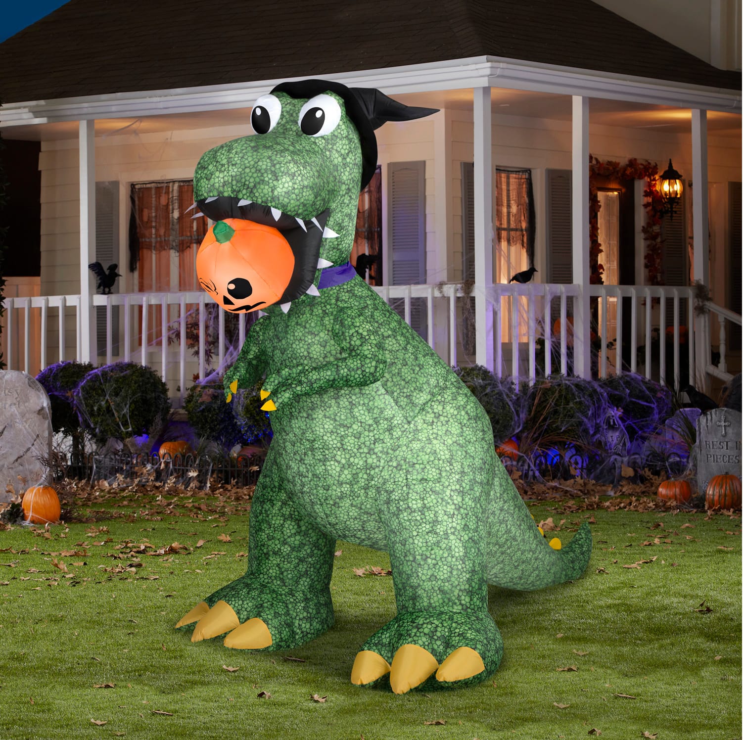 9ft. Airblown&#xAE; Animated Halloween Inflatable T-Rex with Jack-O&#x27;-Lantern