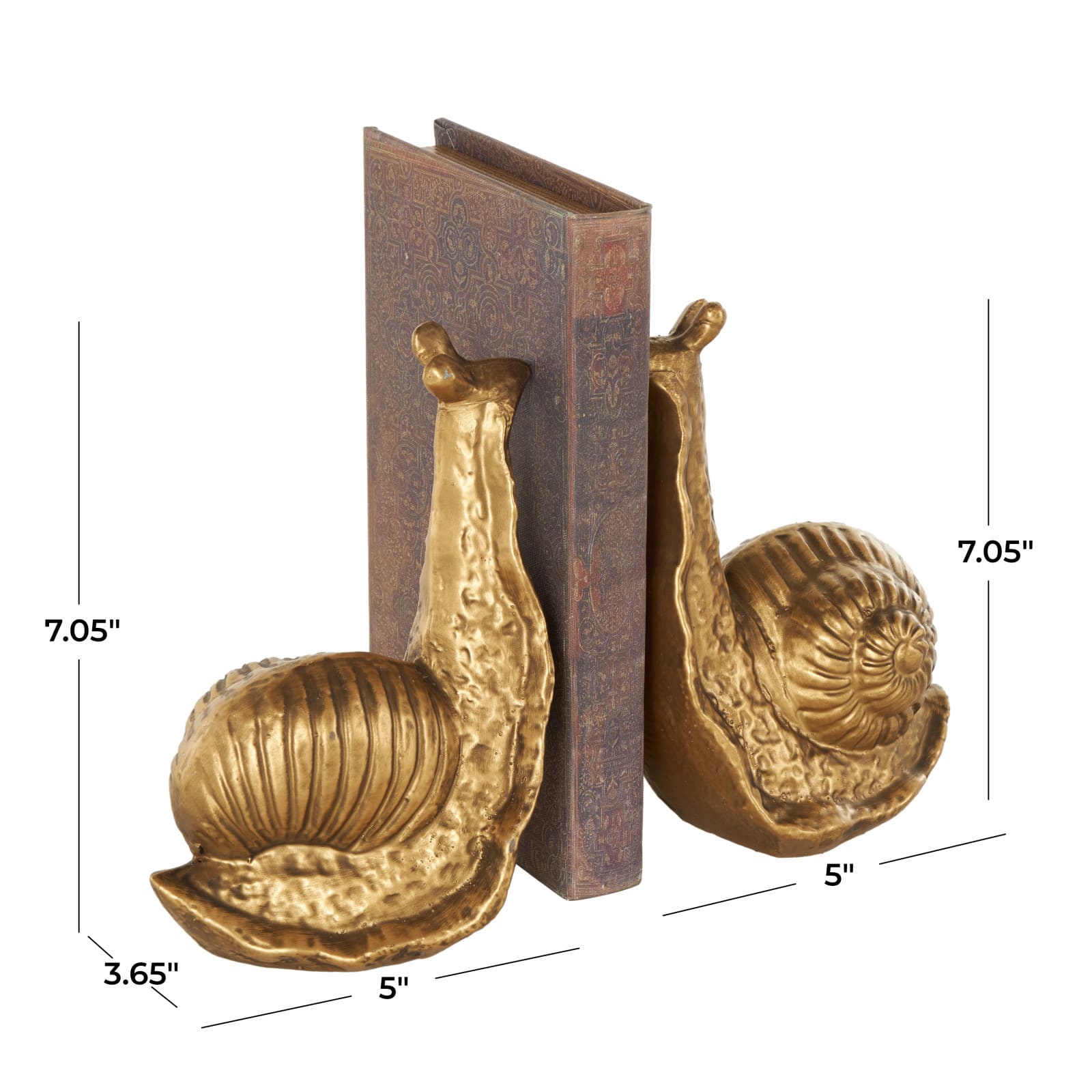 7&#x22; Gold Metal Snail Standing Bookends, 2ct.