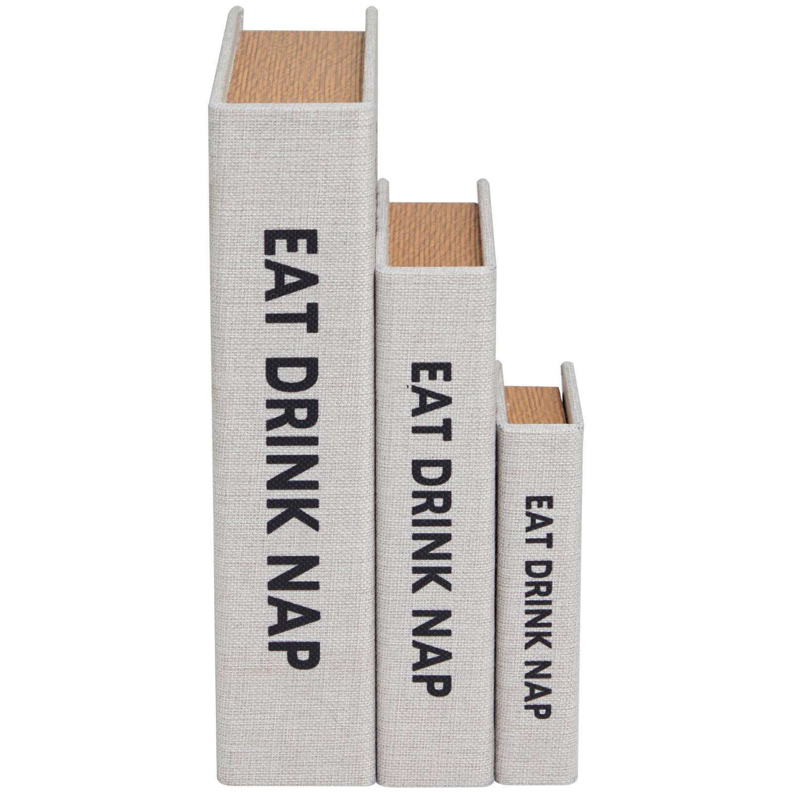 Light Gray Eat Drink Nap Linen Storage Book Box Set