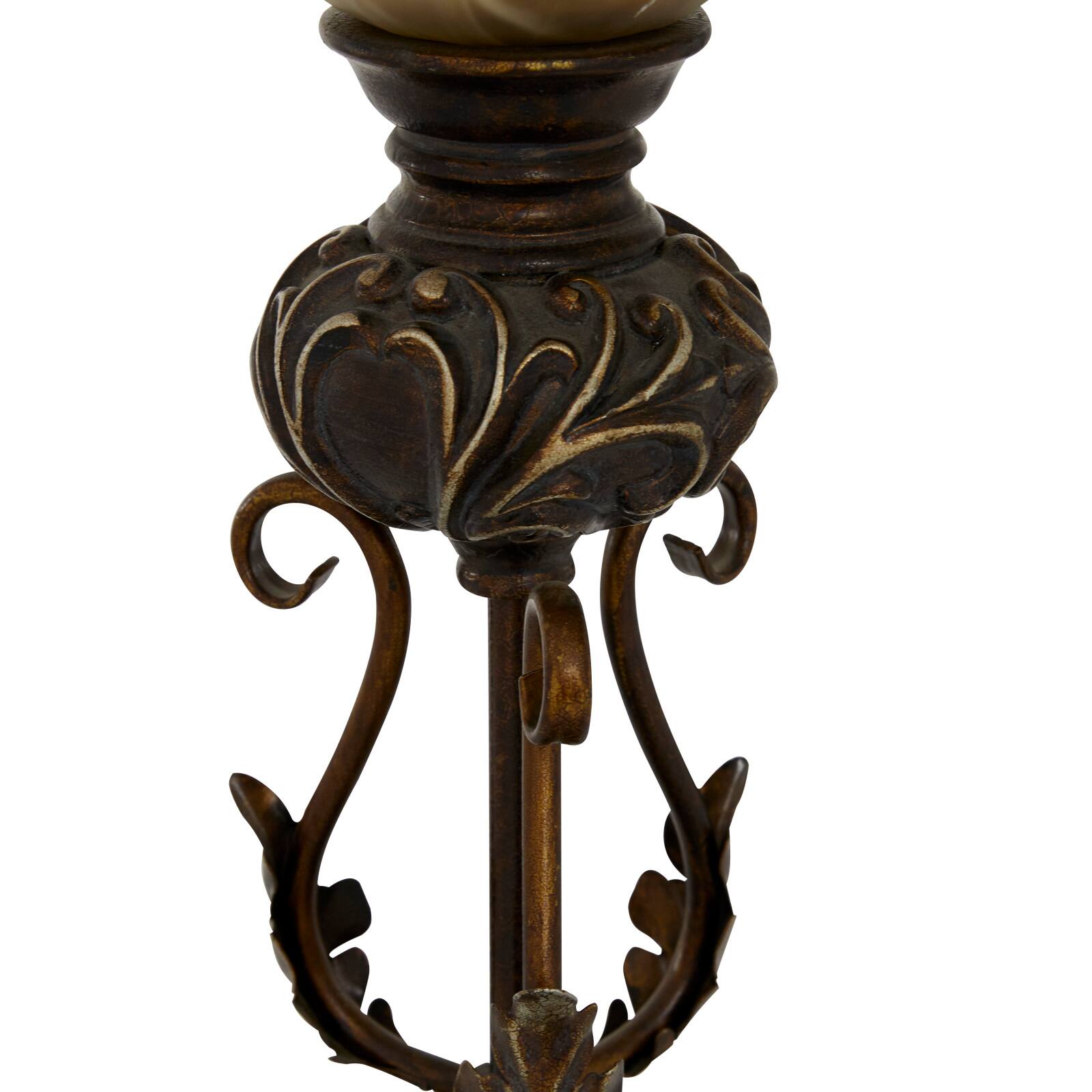 Brown Metal Mediterranean Uplight Table Lamp, 20&#x22; x 7&#x22; x 7&#x22;