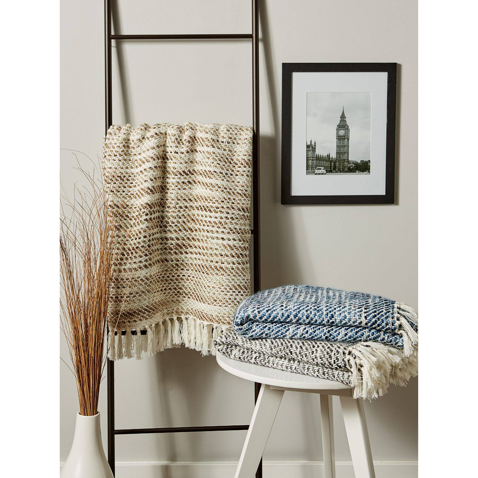 DII® Natural Tone Diagonal Stripe Acrylic Throw