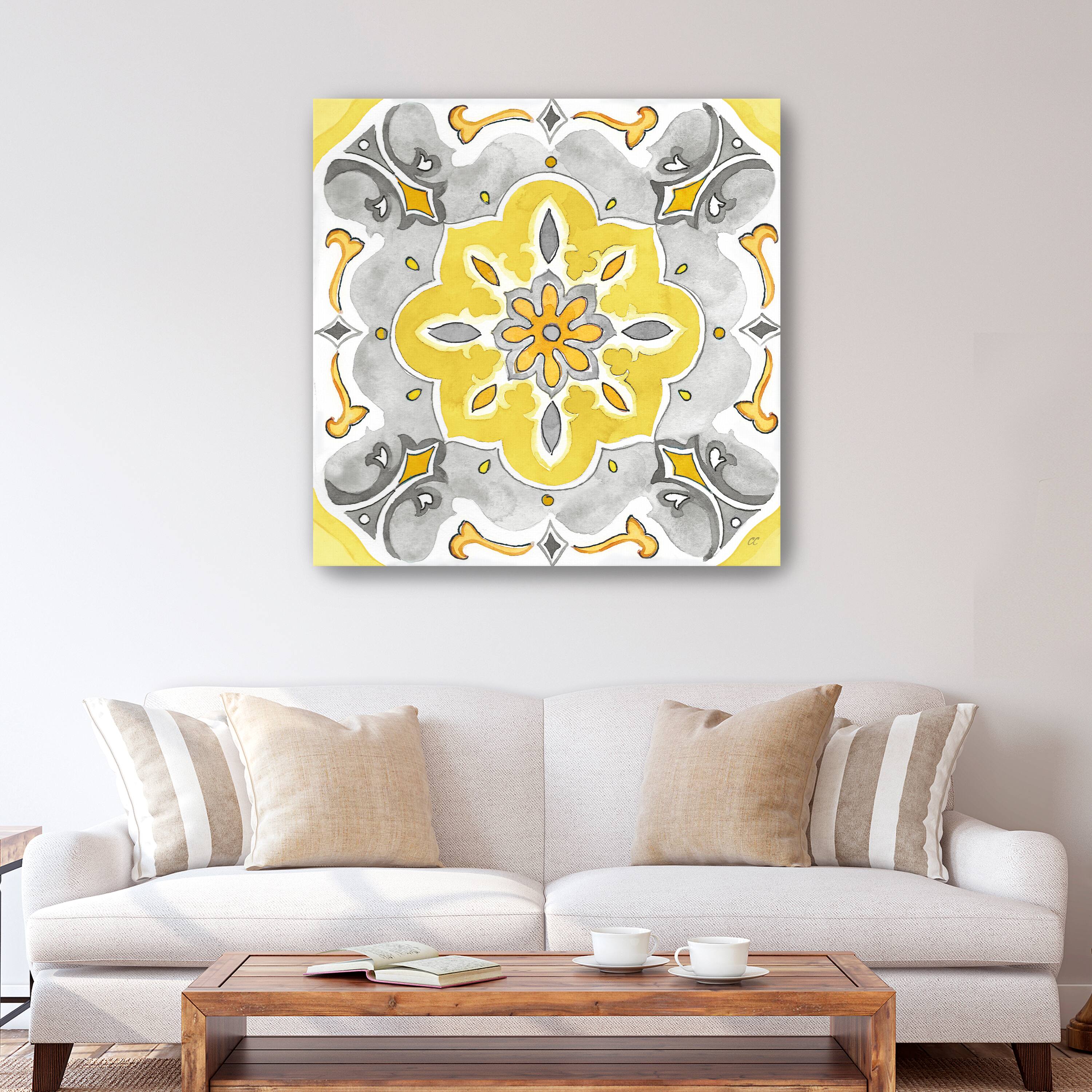 Jewel Medallion Yellow Gray III Canvas Giclee