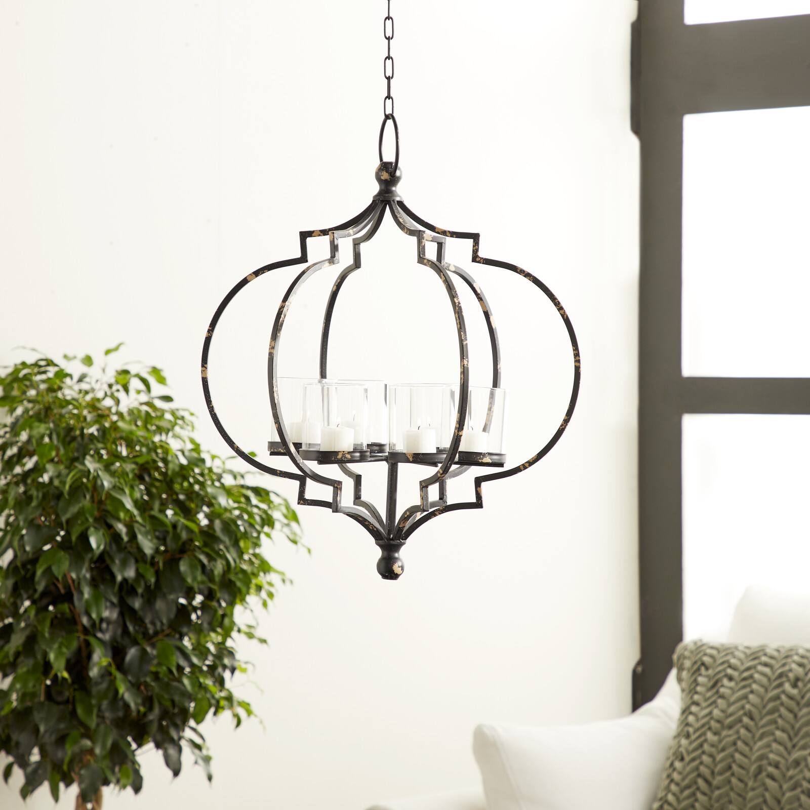 19'' Iron Farmhouse Hanging Candle Holder