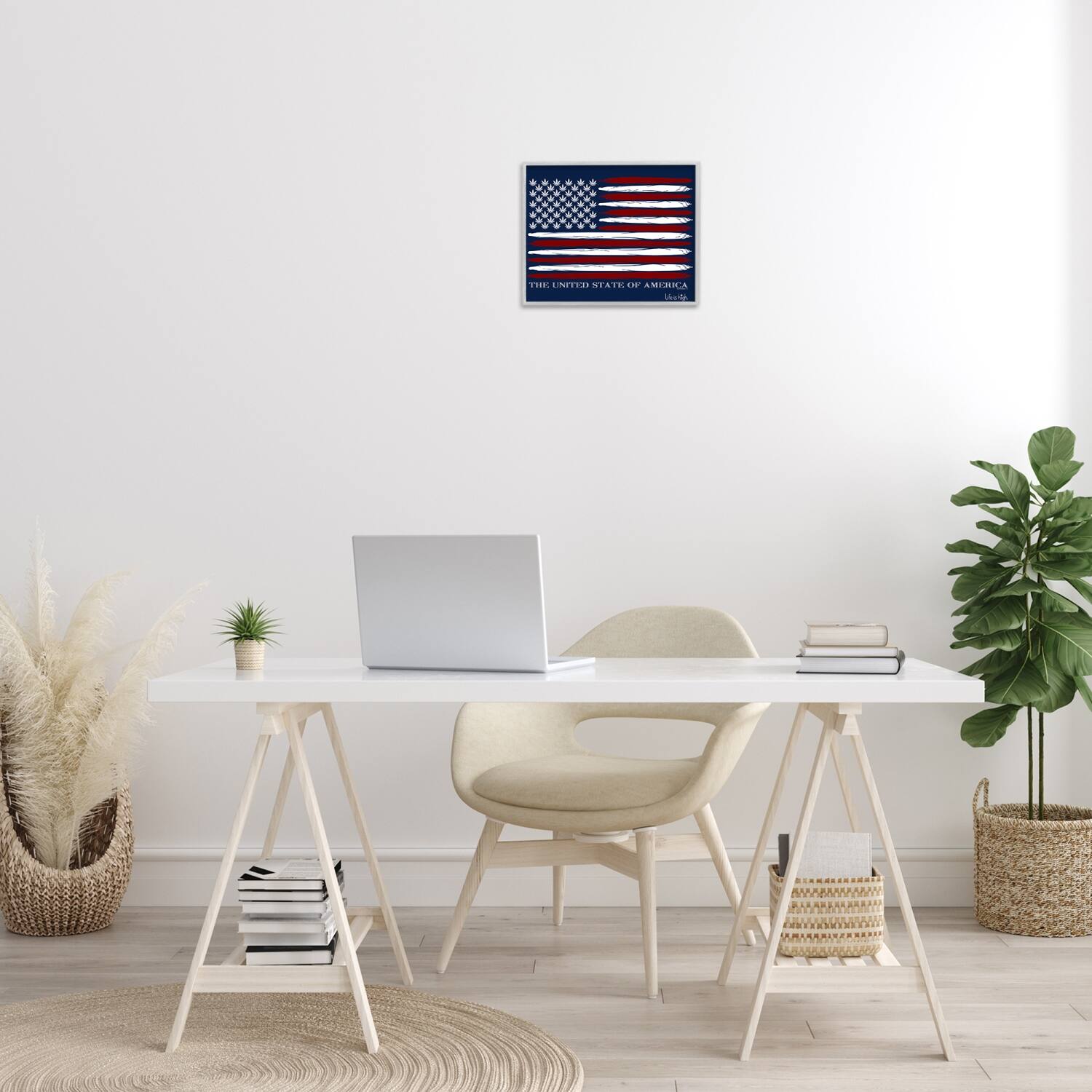 Stupell Industries Herb America Flag Framed Giclee Art