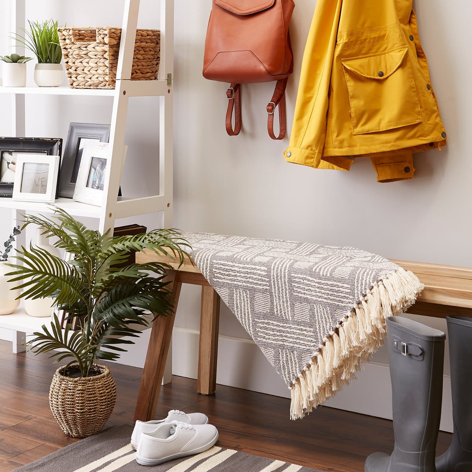 DII&#xAE; Gray Basket Weave Woven Throw