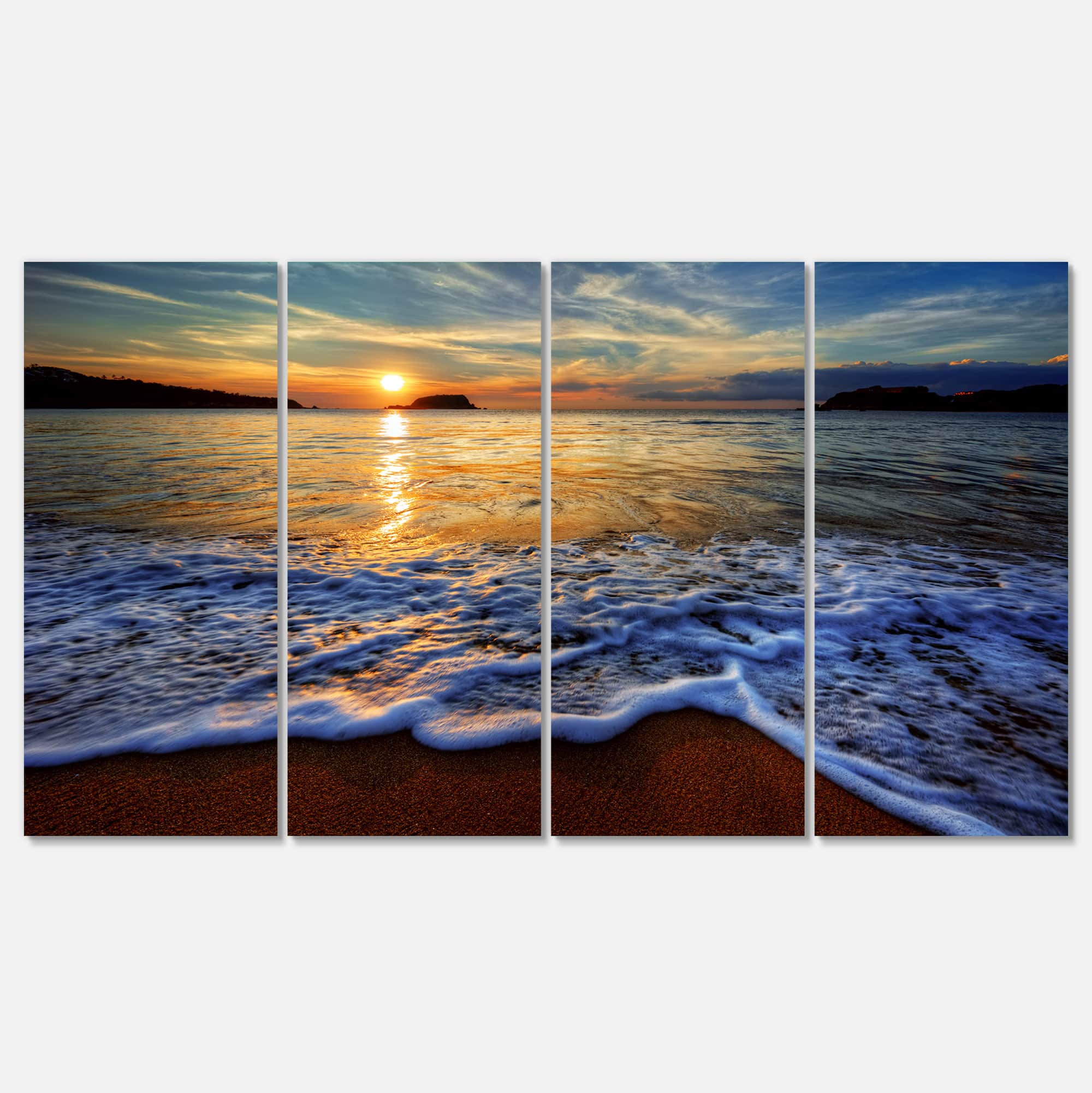 Designart - Peaceful Sandy Beach with Waves - Extra Large Canvas Art Print