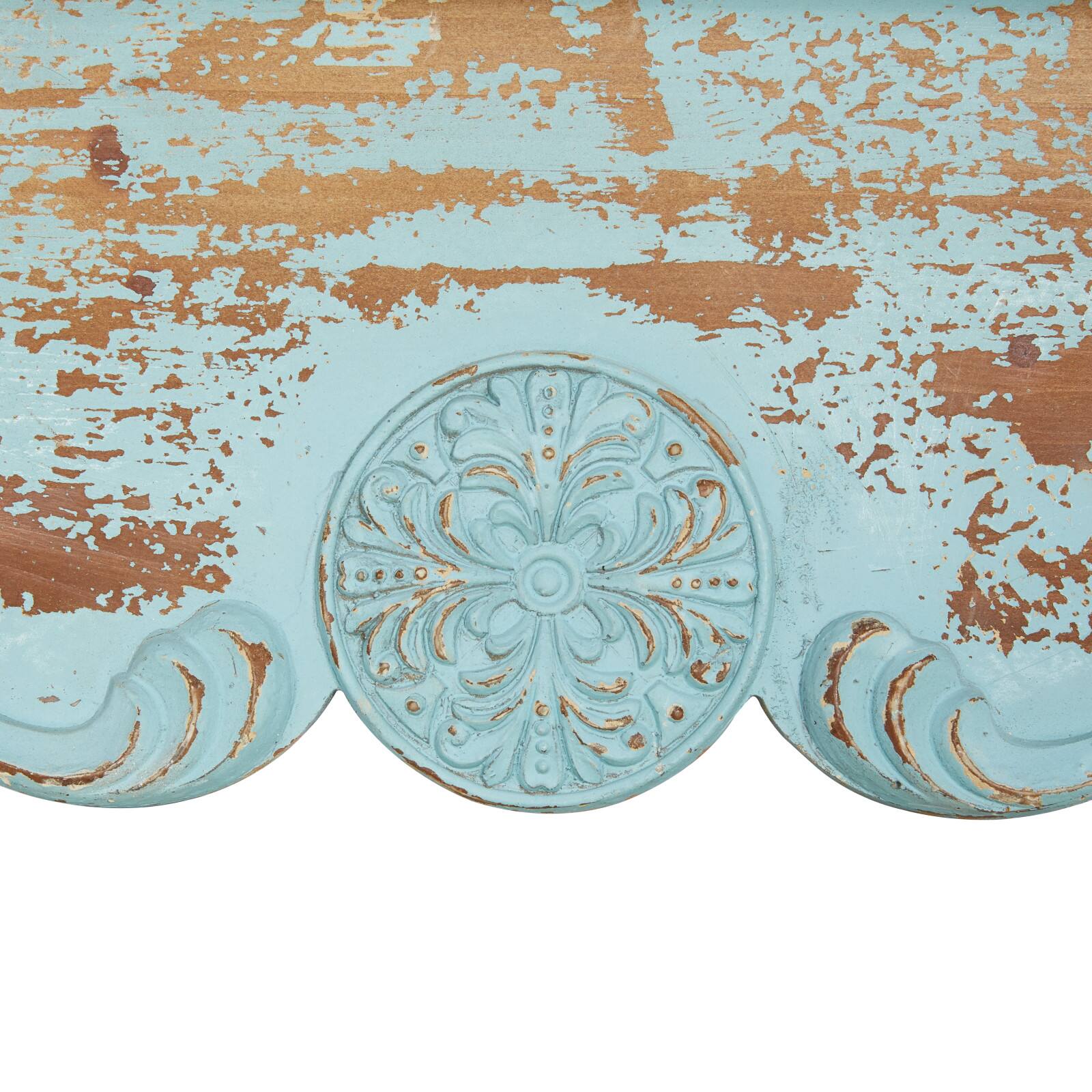 32" Blue Wood Rustic Wall Shelf