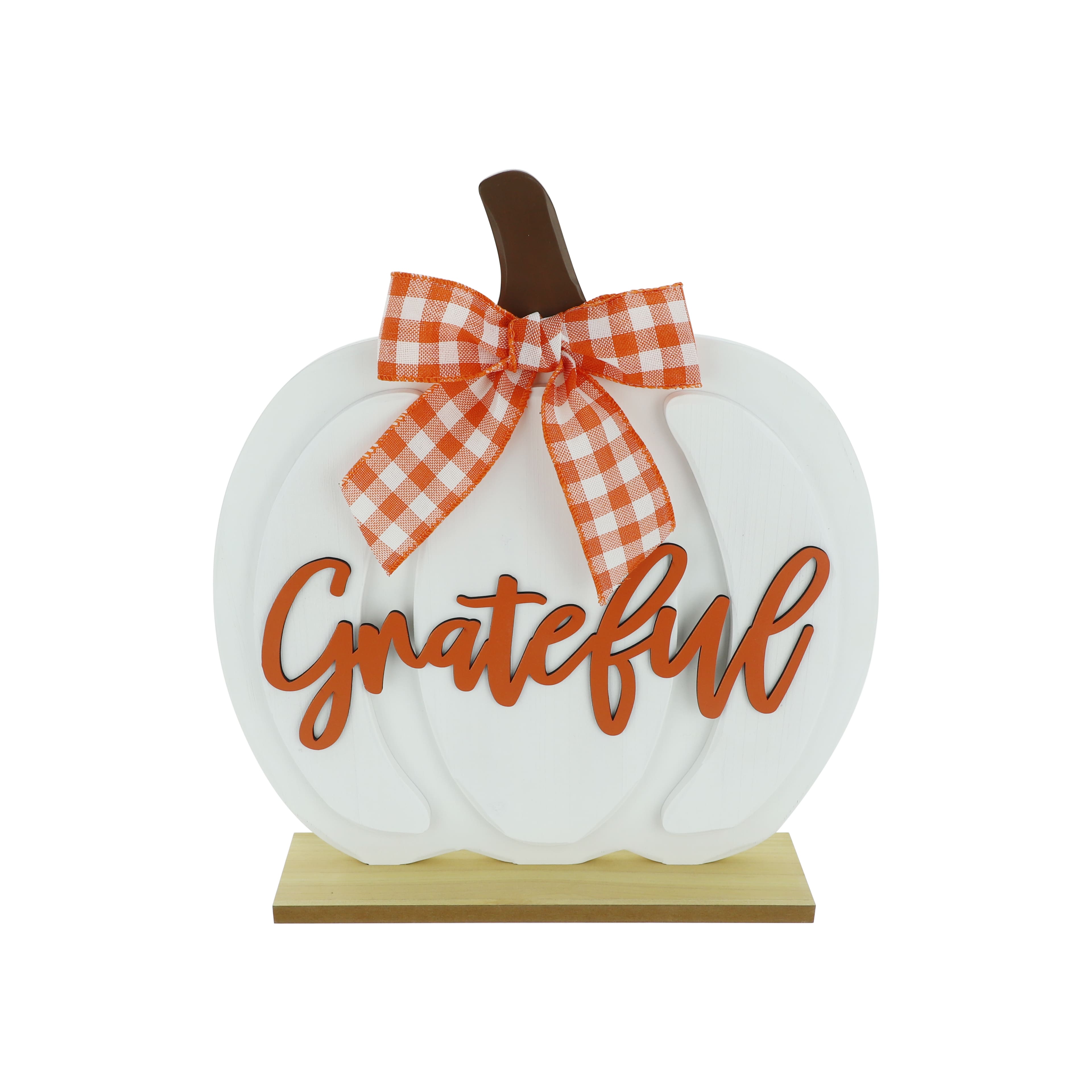 15.5&#x22; Grateful Pumpkin with Ribbon Tabletop D&#xE9;cor by Ashland&#xAE;