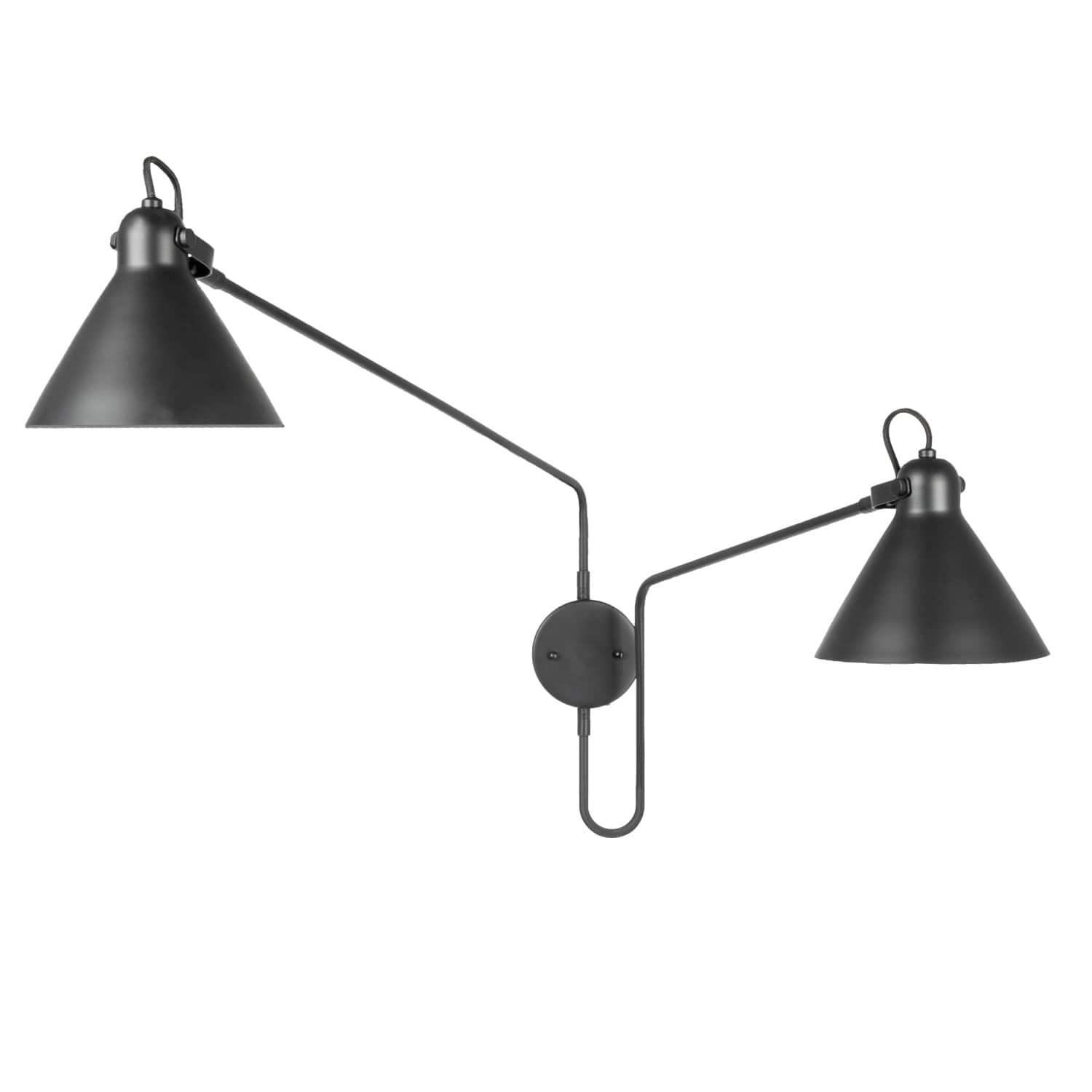 Hello Honey® 5ft. Black Modern 2-Light Metal Articulating Wall Sconce