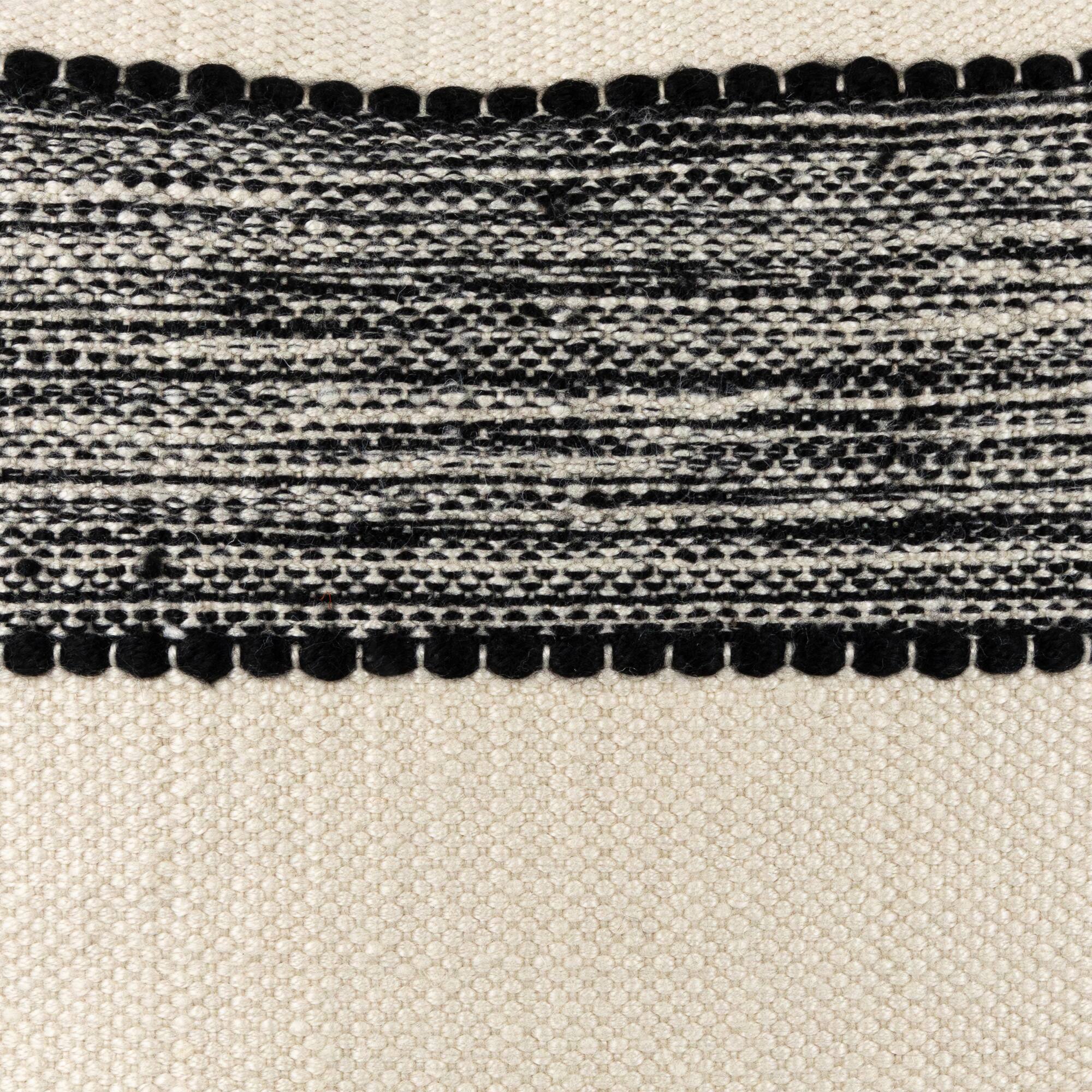 Black & Cream Textured Block Handloom Woven Outdoor Square Cushion