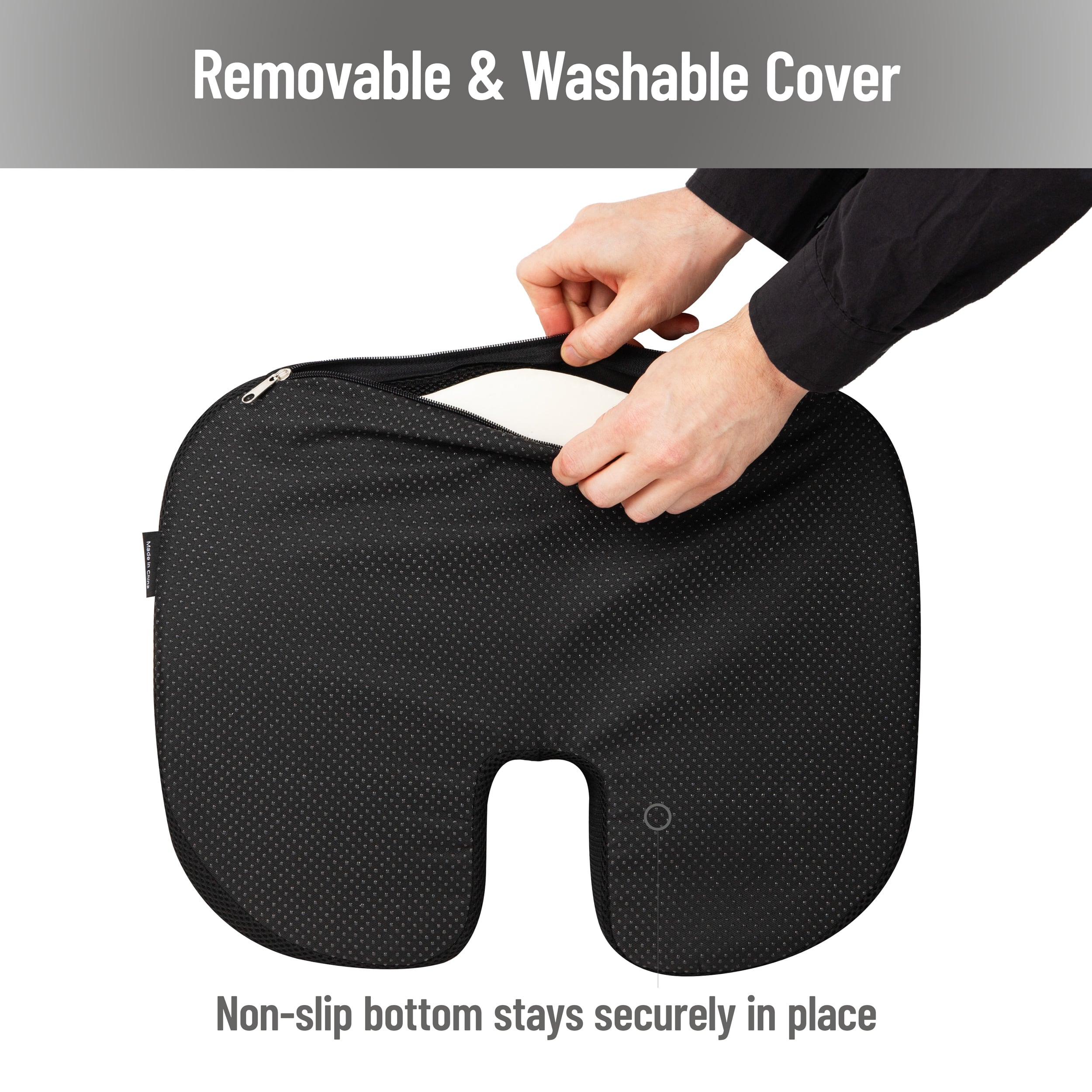 Mind Reader Memory Foam Seat Cushion with Air-Cloud Technology, Black