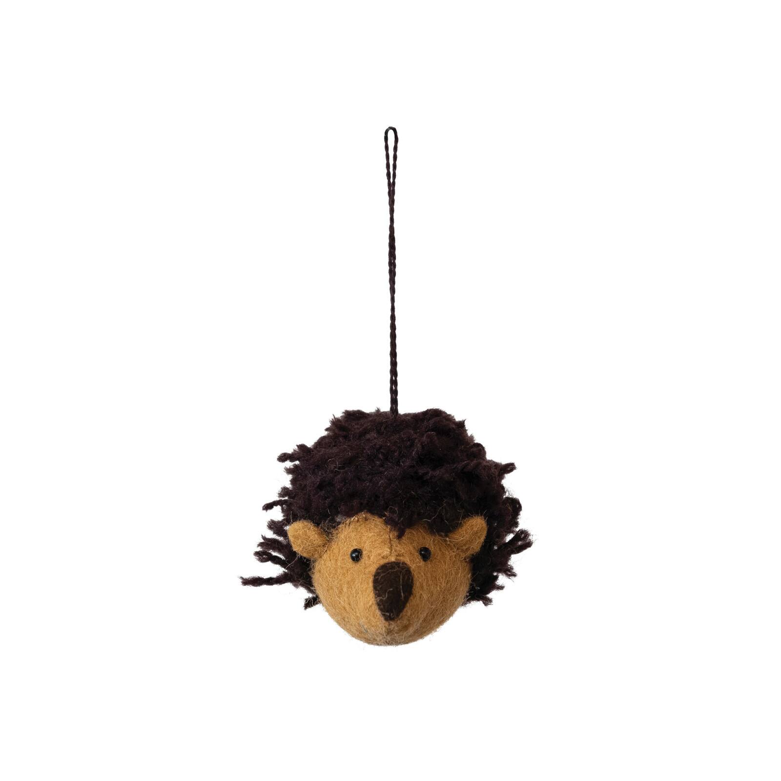 Hello Honey&#xAE; 3&#x22; Brown &#x26; Tan Handmade Wool Felt Hedgehog Ornament