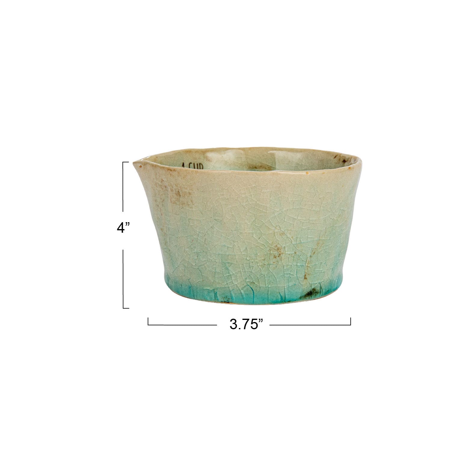 Green Stoneware Measuring Cups with Reactive Crackle Glaze, 4ct.