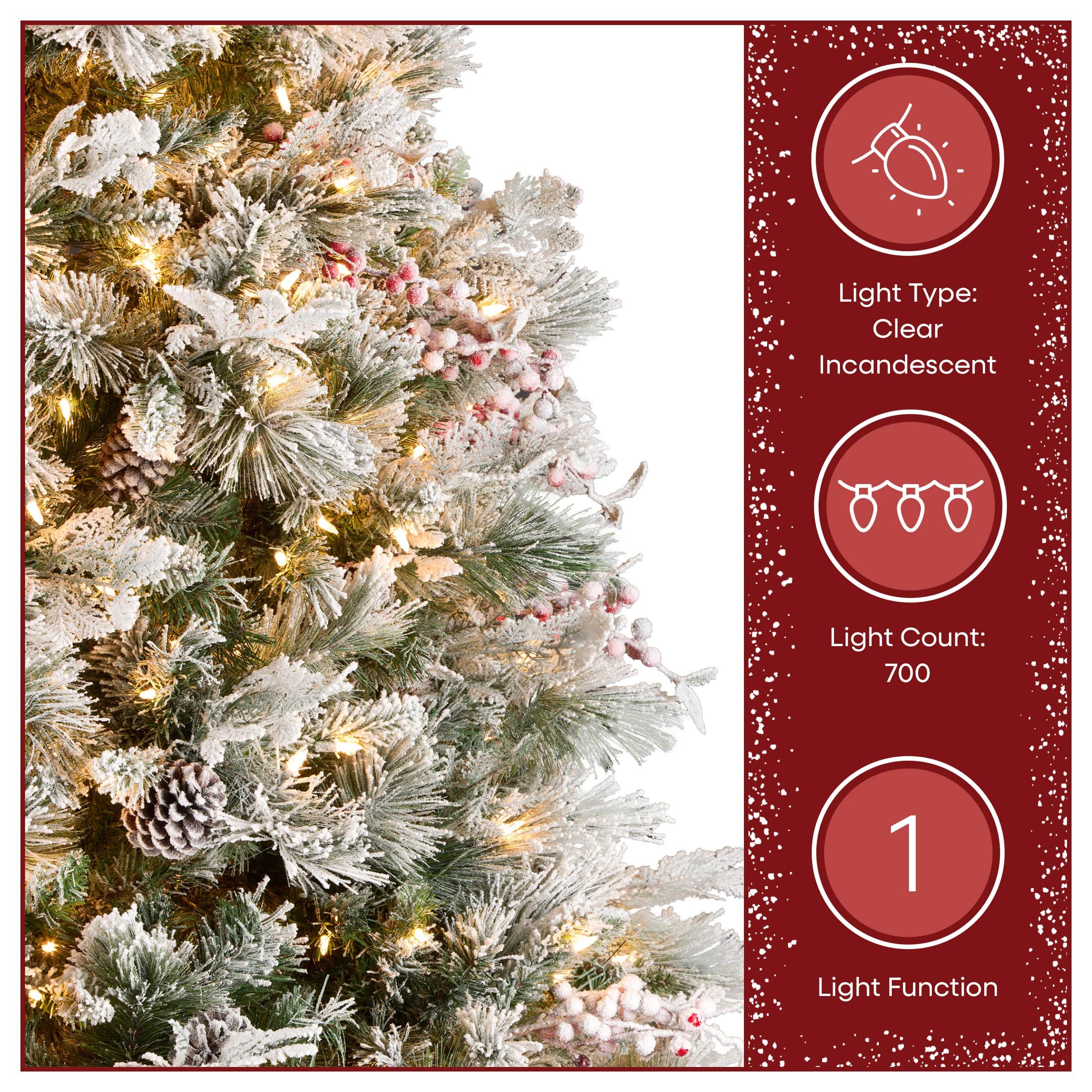 7.5ft. Pre-Lit Snowy Bedford Pine Artificial Christmas Tree, Clear Lights