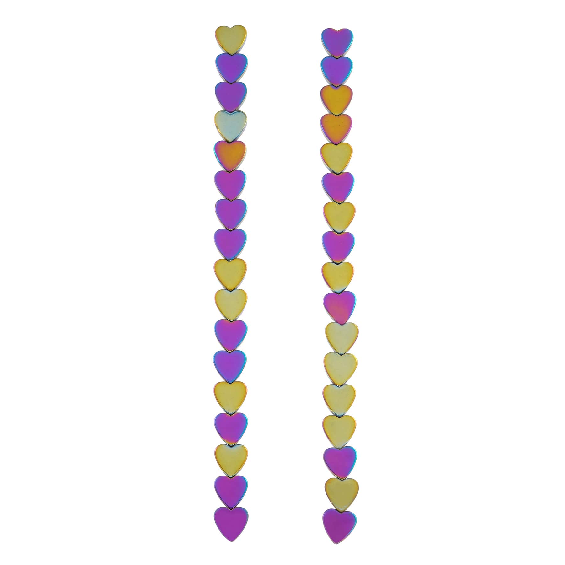 12 Pack: Rainbow Reconstituted Hematite Heart Beads, 8mm by Bead Landing™