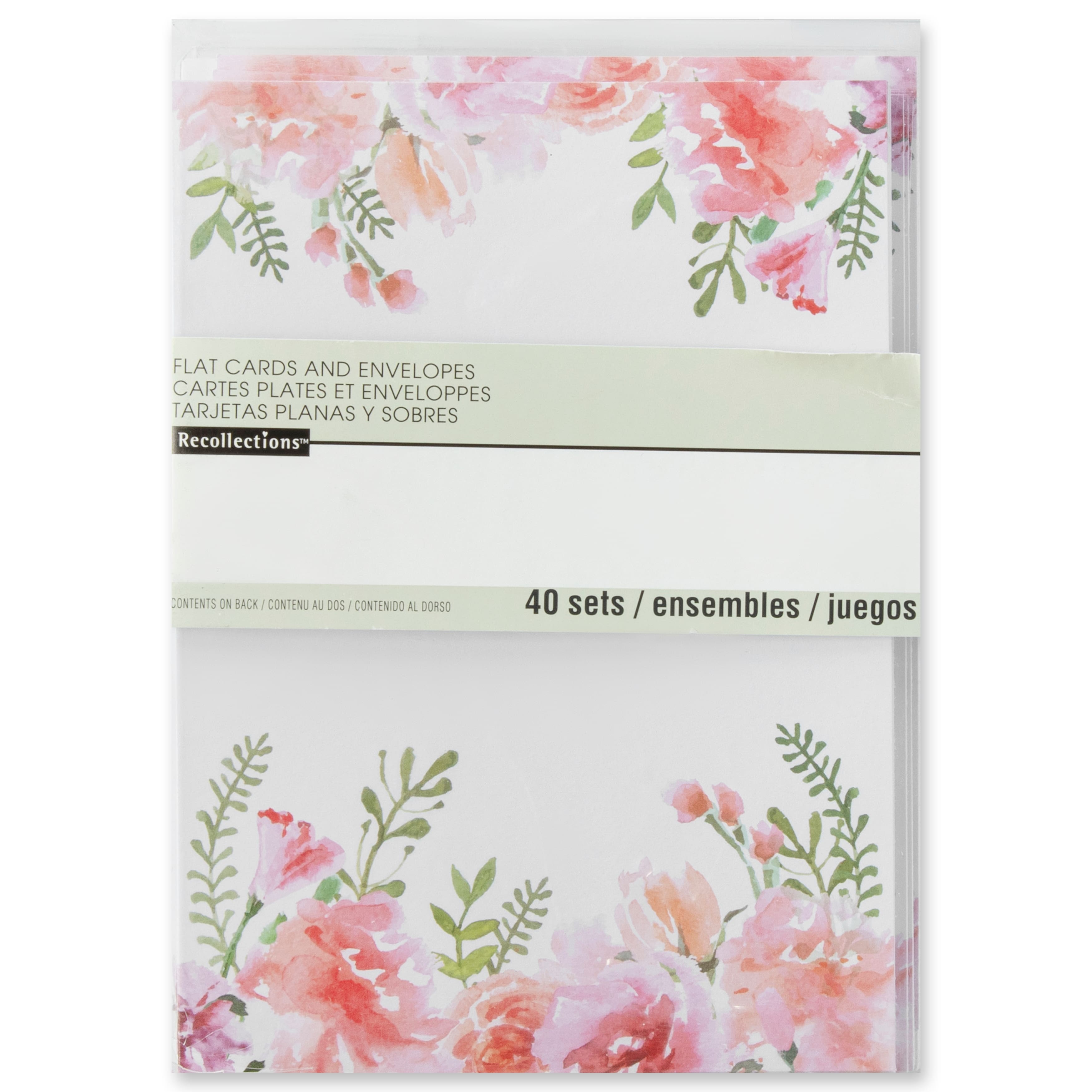 12 Packs: 40 ct. (480 total) Floral Flat Cards &#x26; Envelopes by Recollections&#x2122;, 5&#x22; x 7&#x22;