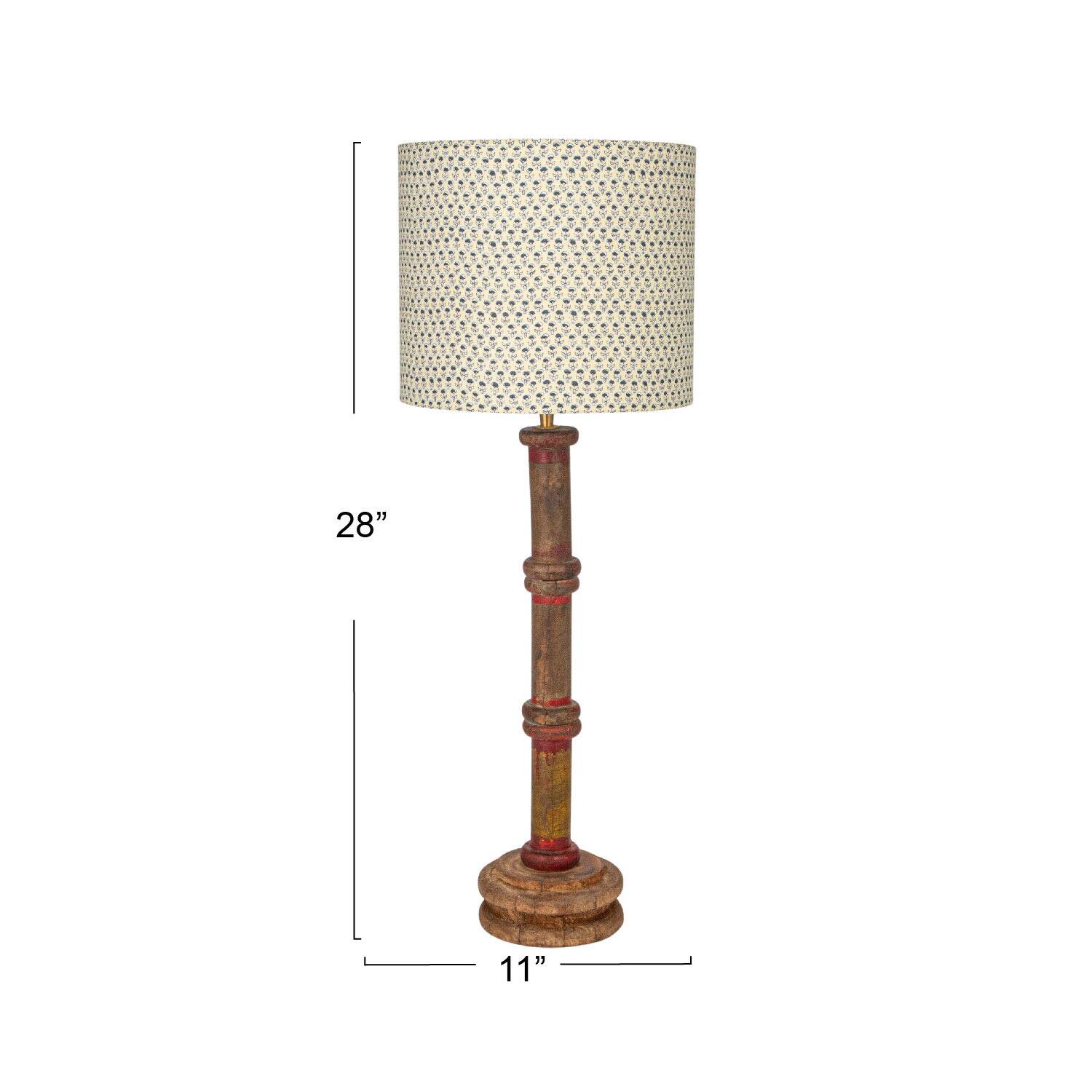 Hello Honey® 28" Multicolor Reclaimed Wood Spool Table Lamp with Cotton Shade, 2ct.