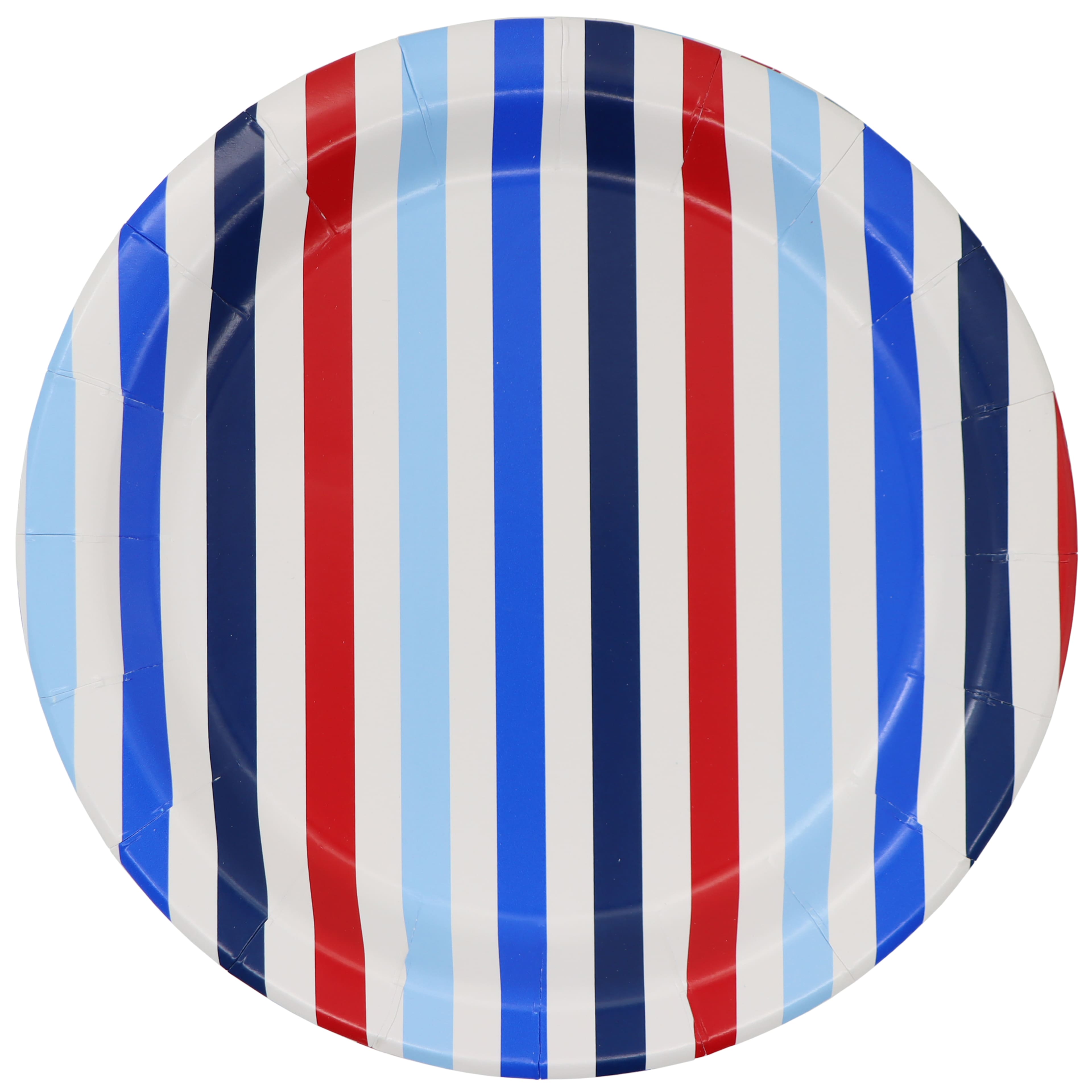7&#x22; Red, White &#x26; Blue Stripes Paper Plates, 12ct. by Celebrate It&#x2122;