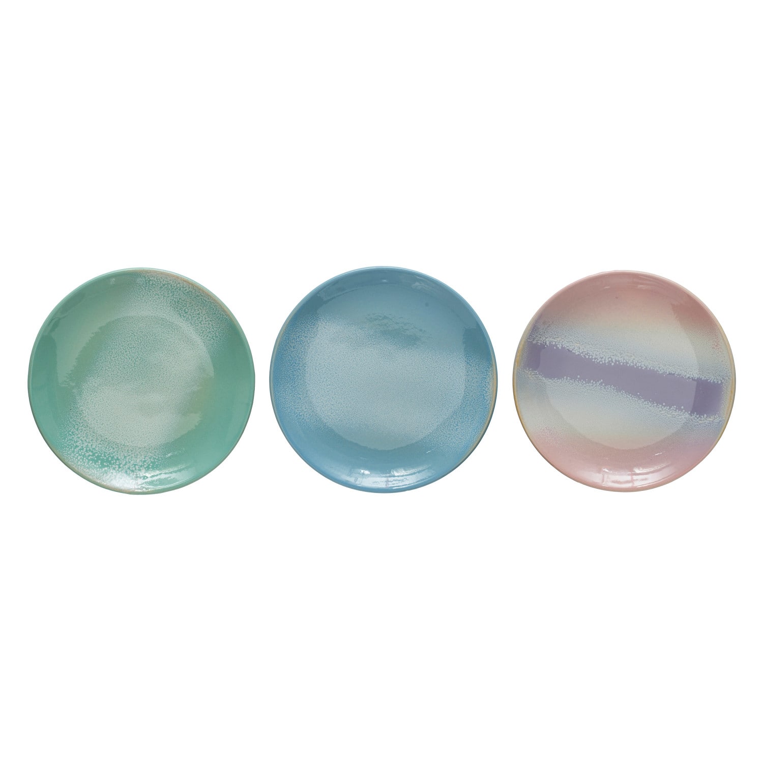 6&#x22; Multicolor Reactive Glaze Modern Stoneware Plate Set