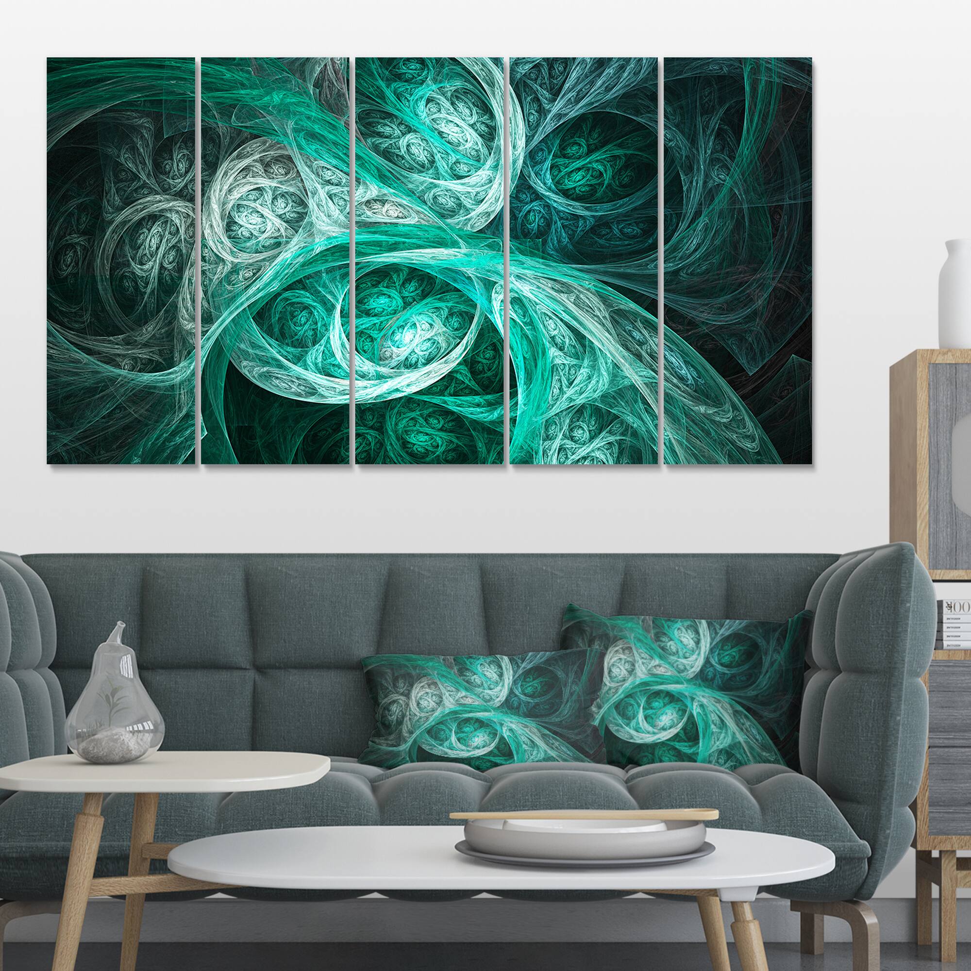 Designart - Mystic Turquoise Fractal - Abstract Wall Art Canvas