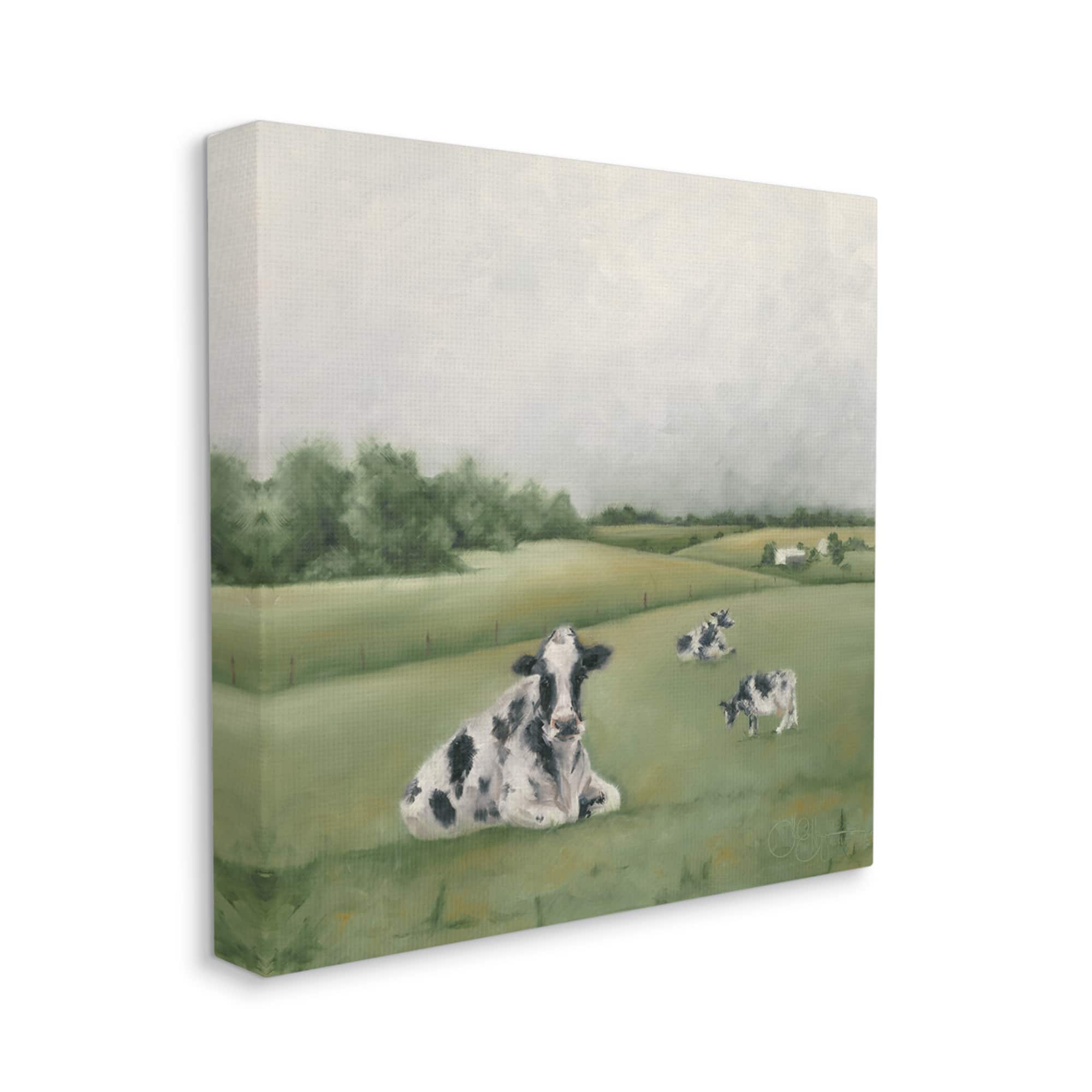 Stupell Industries Dairy Cows Grazing in Rolling Green Field Farms Canvas Wall Art