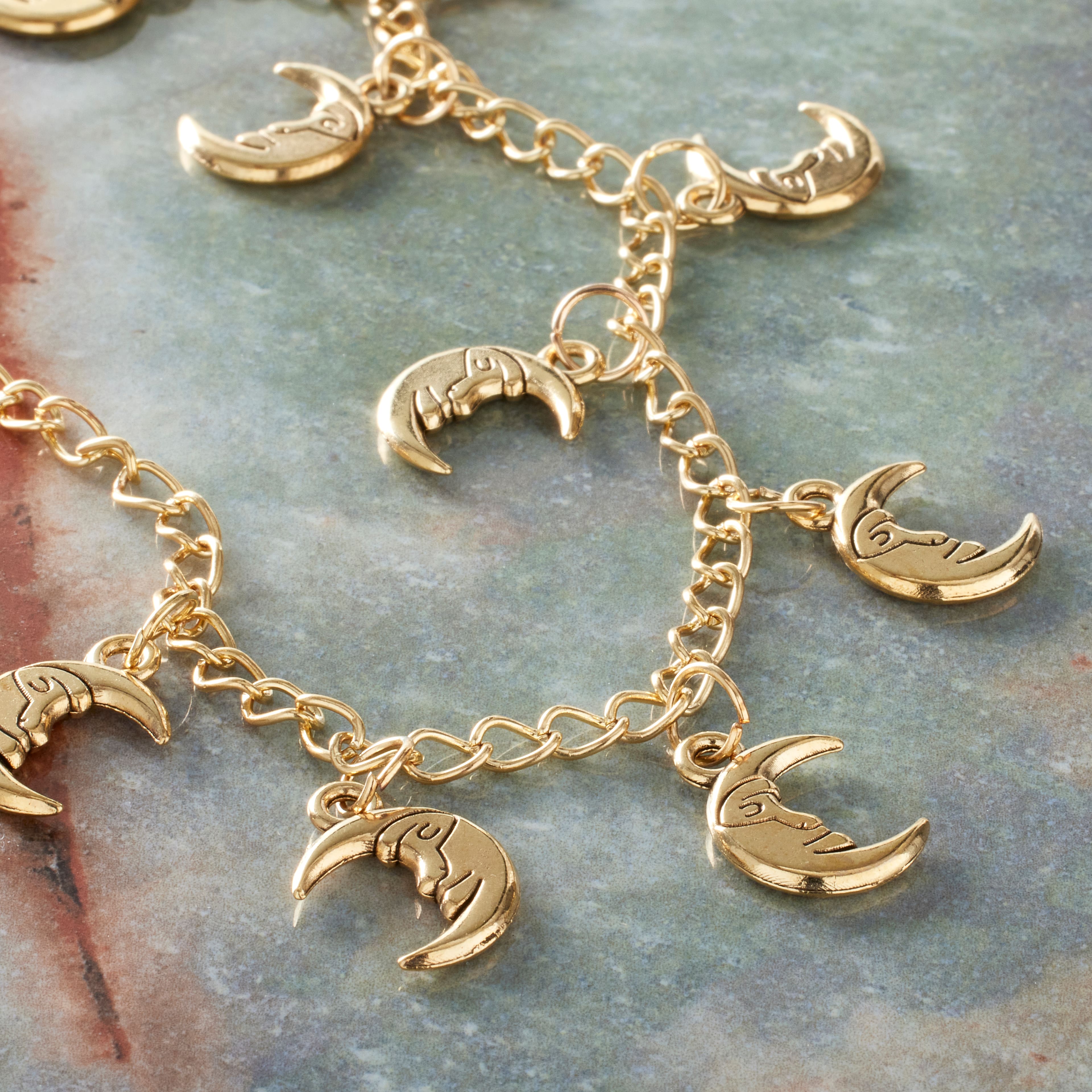Gold Metal Moon Charms, 16mm by Bead Landing™