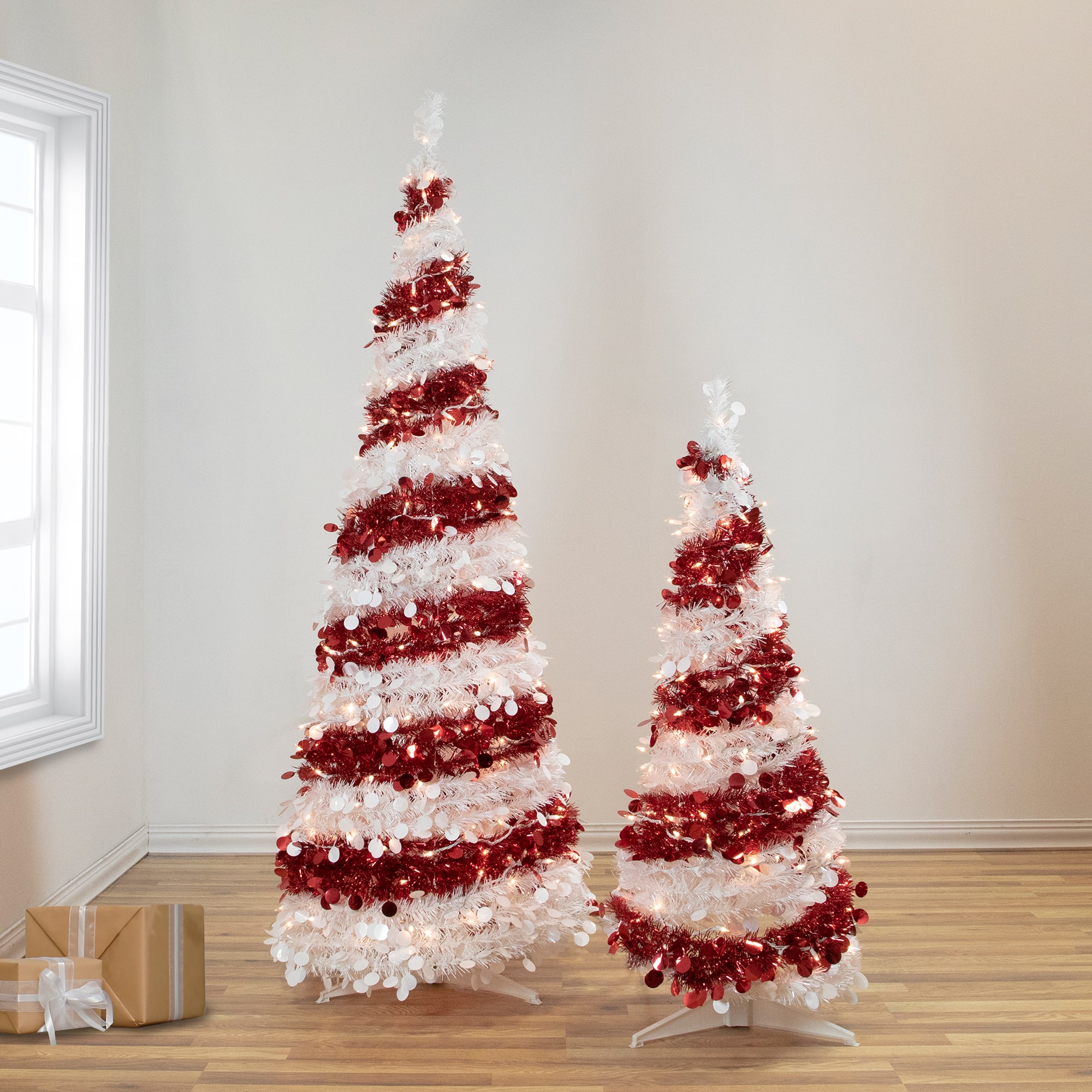 4ft. Pre-Lit Candy Cane Pop-Up Artificial Christmas Tree, Clear Lights