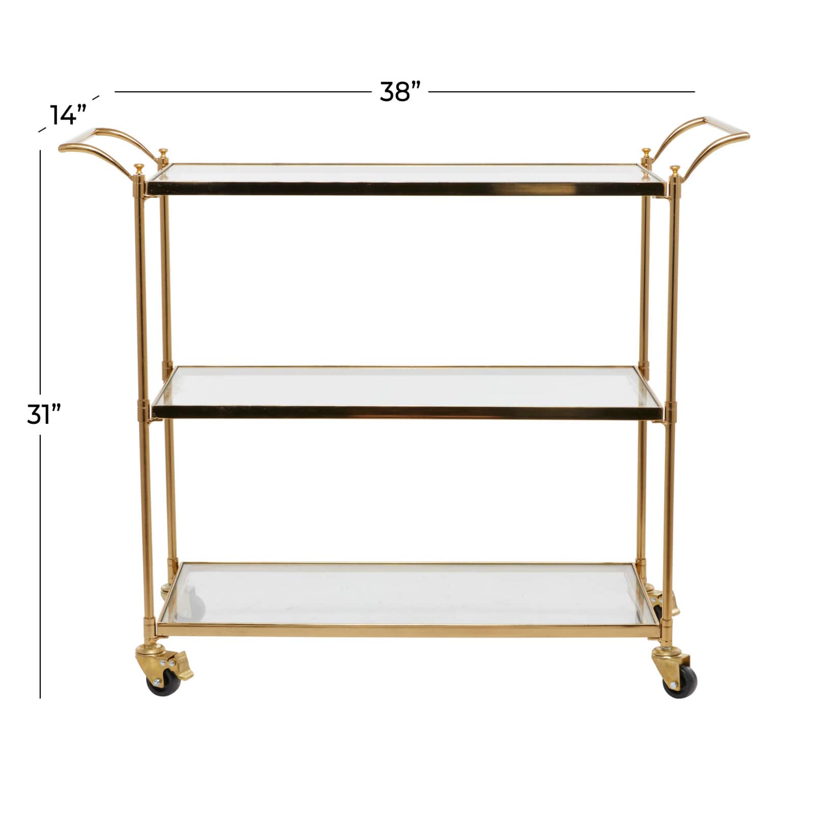 Brass Iron Traditional Bar Cart, 31&#x22; x 38&#x22; x 14&#x22;