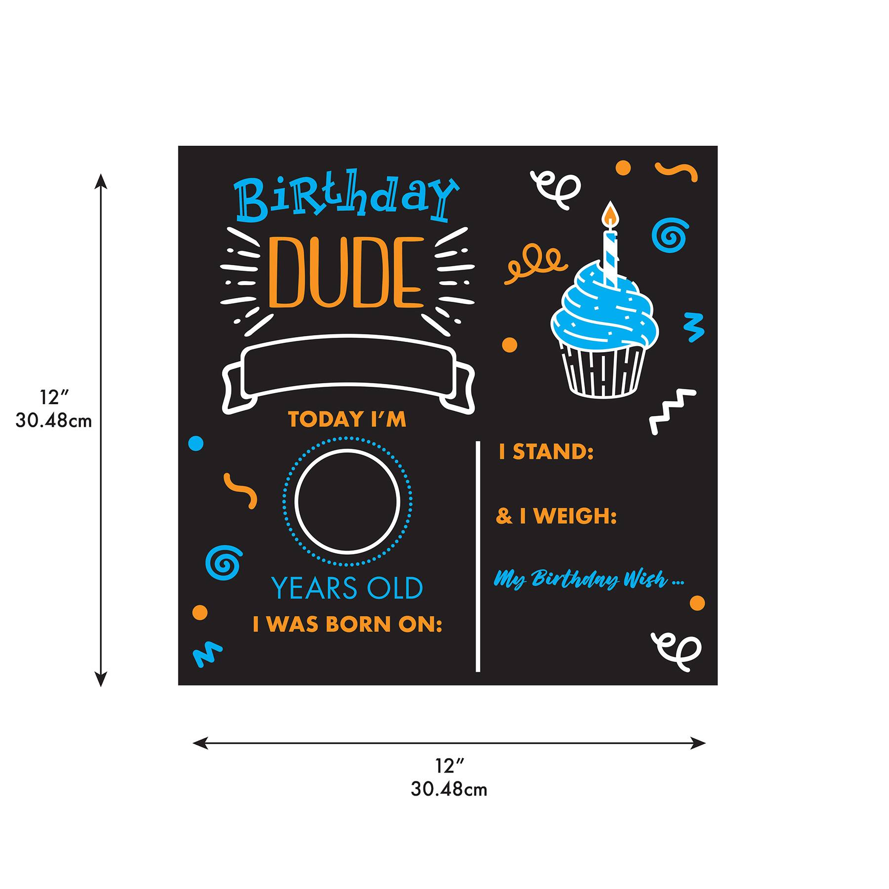 RoomMates 12" Double-Sided Birthday Dude Chalkboard