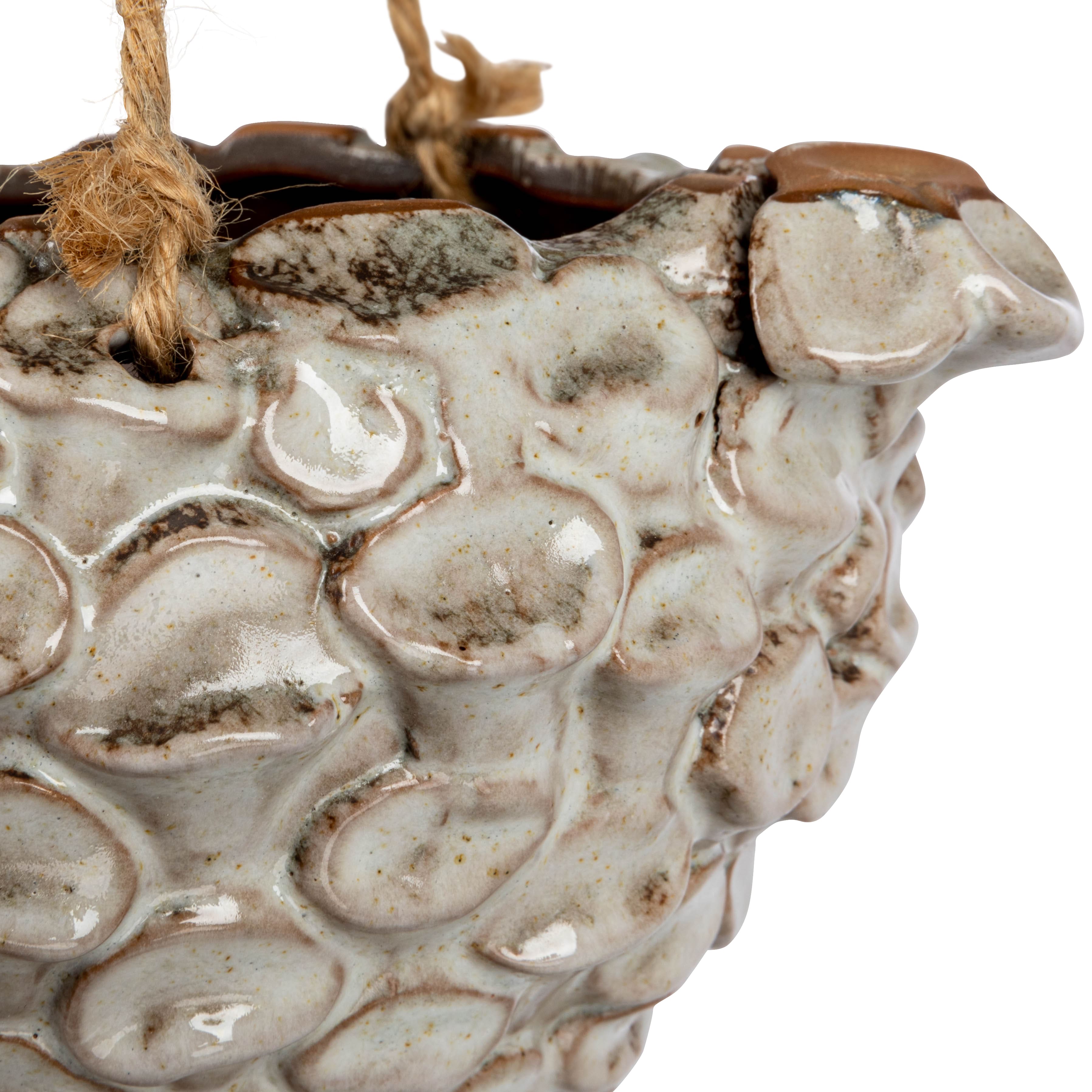 Hello Honey&#xAE; 7.5&#x22; Ivory Hanging Stoneware Seashell Planter with Rope
