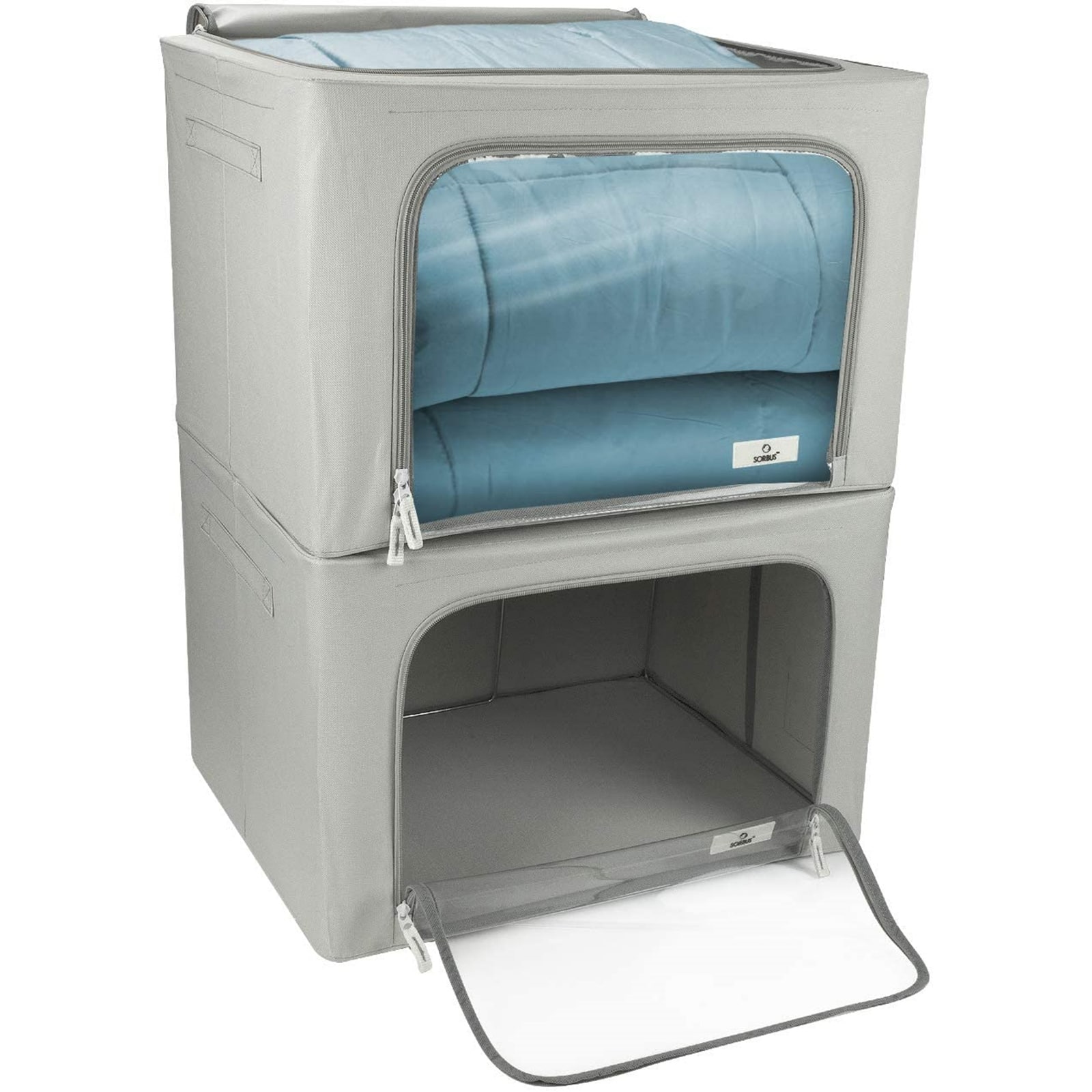 Sorbus Large Foldable & Stackable Storage Bags with Windows Set