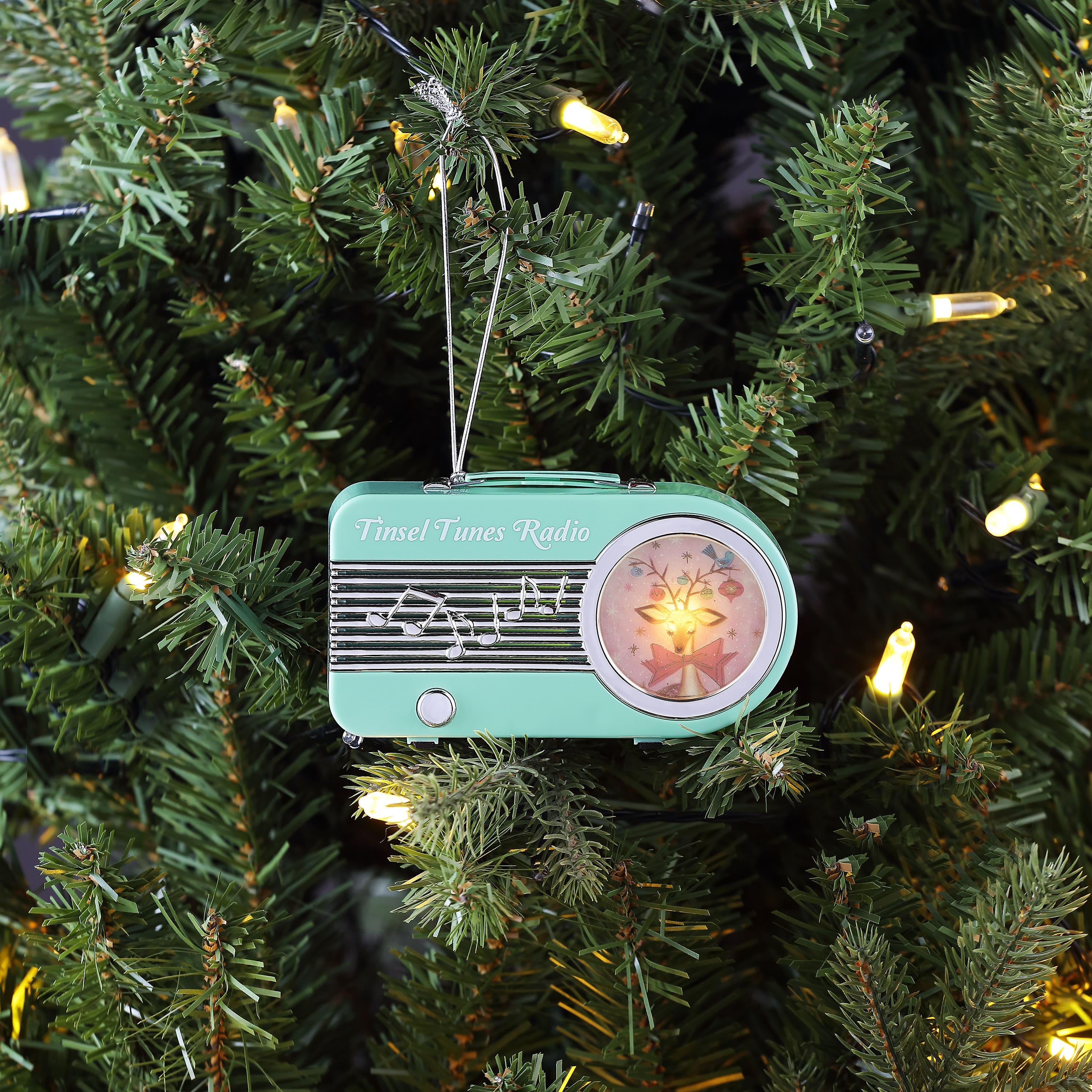 Miniature Teal Vintage Radio Ornament