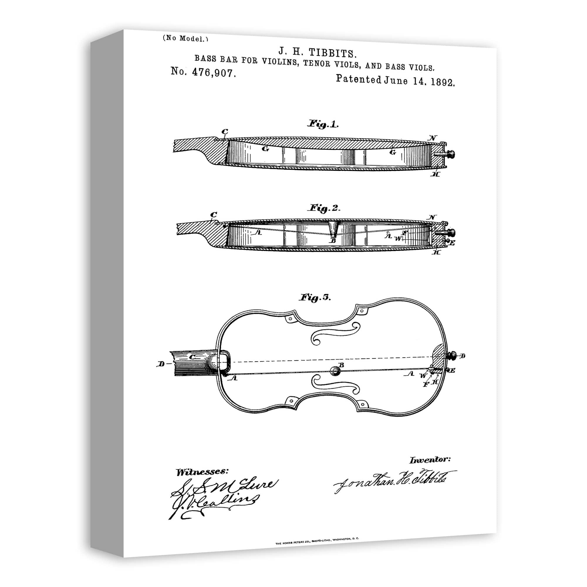Violin Patent 12" x 16" Canvas Wall Art