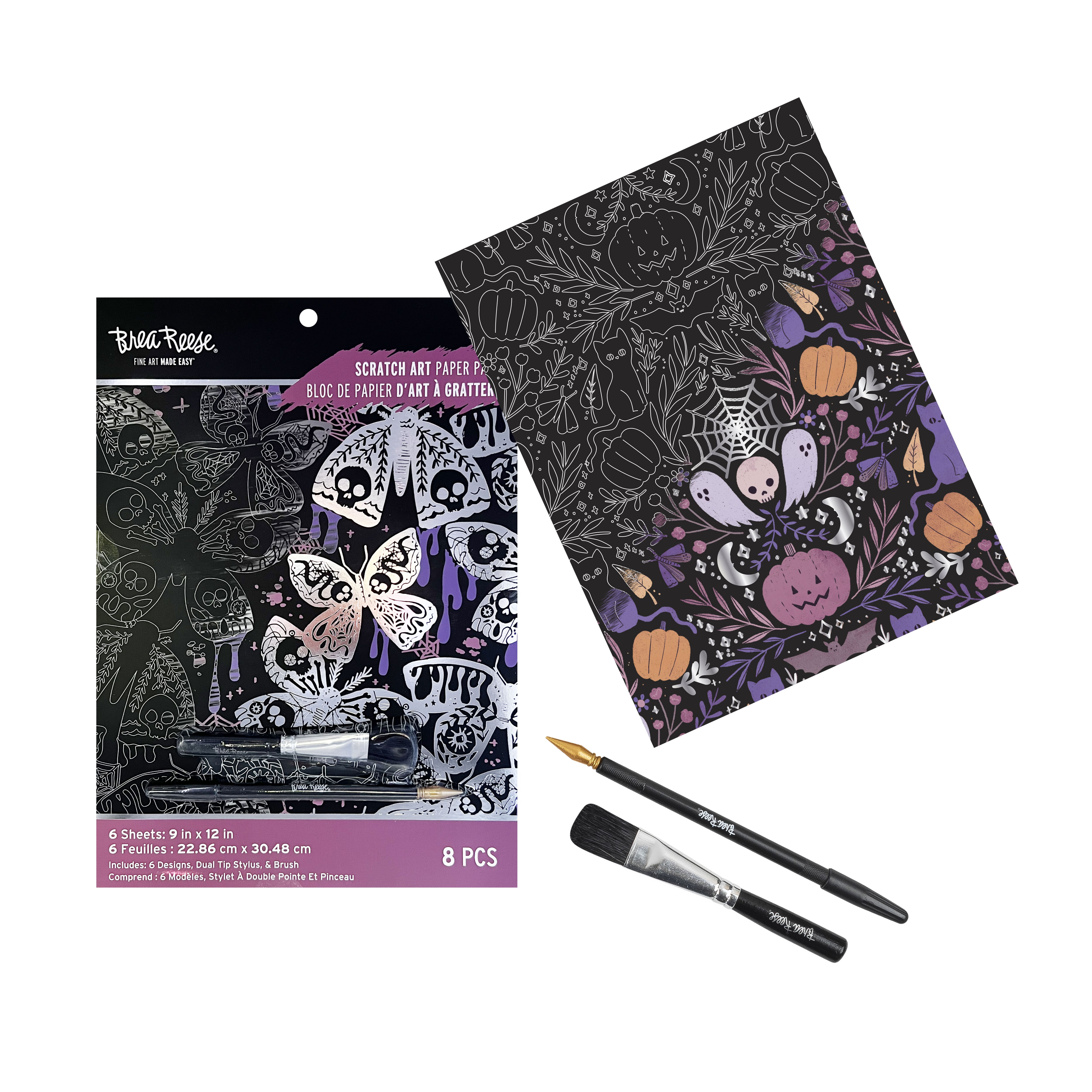 Brea Reese™ 9" x 12" Halloween Patterns Scratch Art Paper Pad