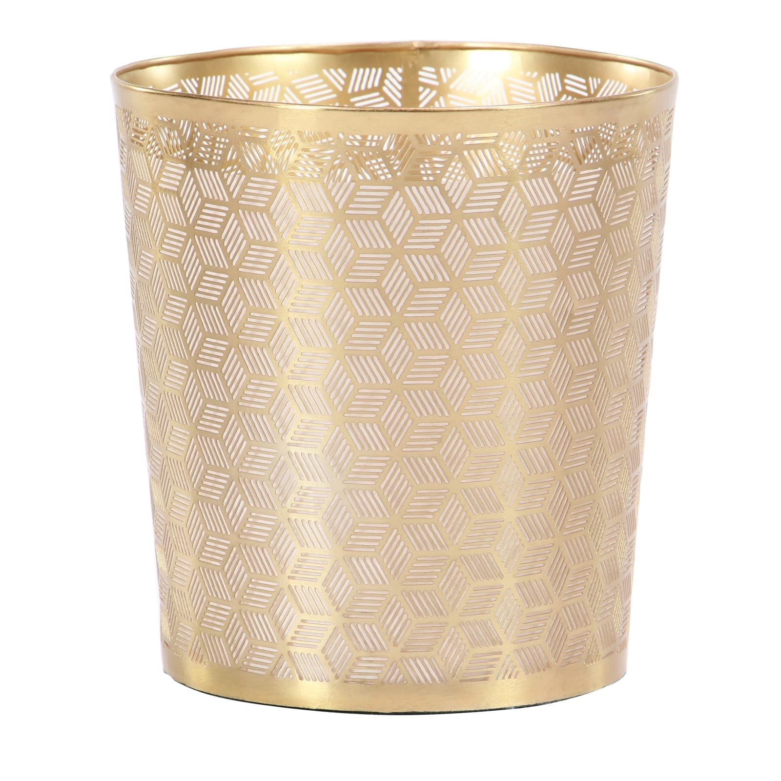CosmoLiving by Cosmopolitan 10" Geometric Gold Glam Small Waste Bin