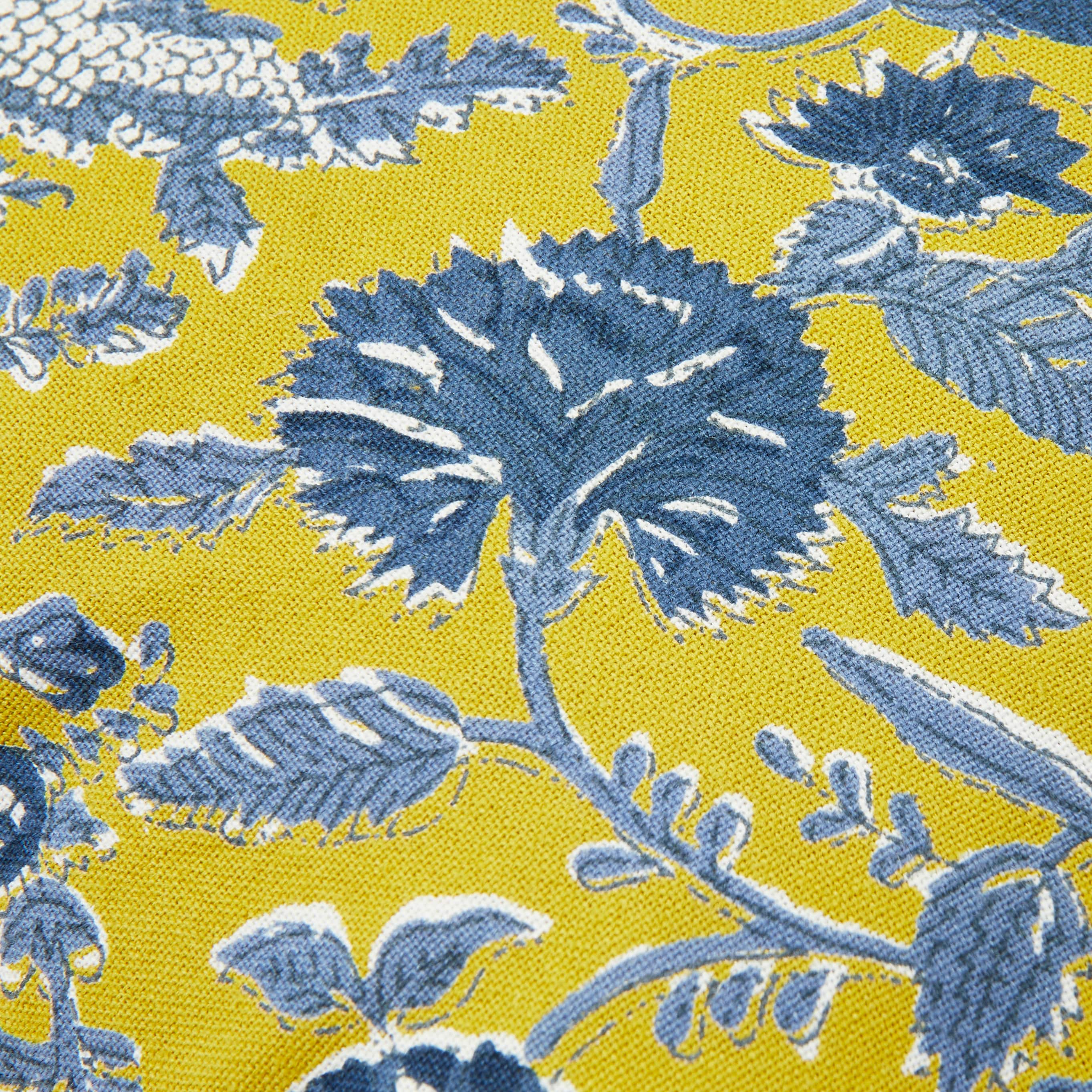 Hello Honey® Chartreuse & Blue Floral Pattern Cotton Pillow with Yarn-Wrapped Tassels