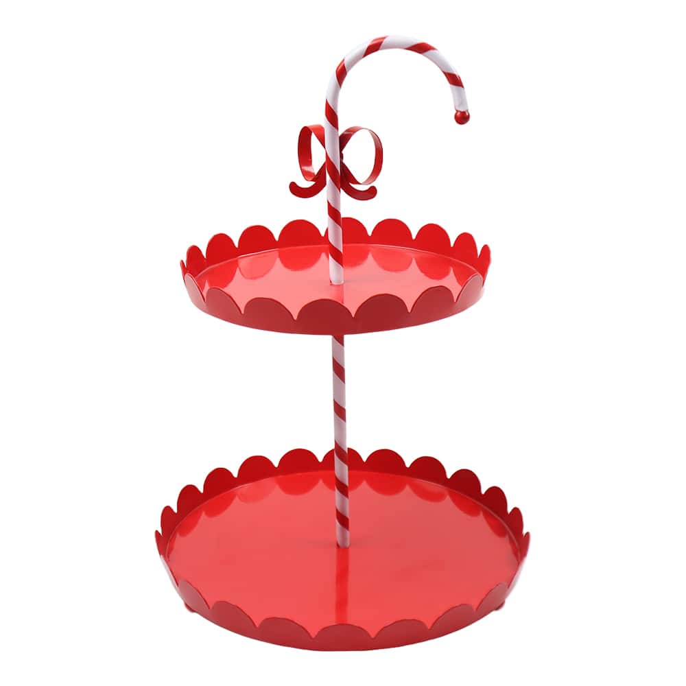 16.5&#x22; Candy Cane 2-Tier Metal Tray by Ashland&#xAE;