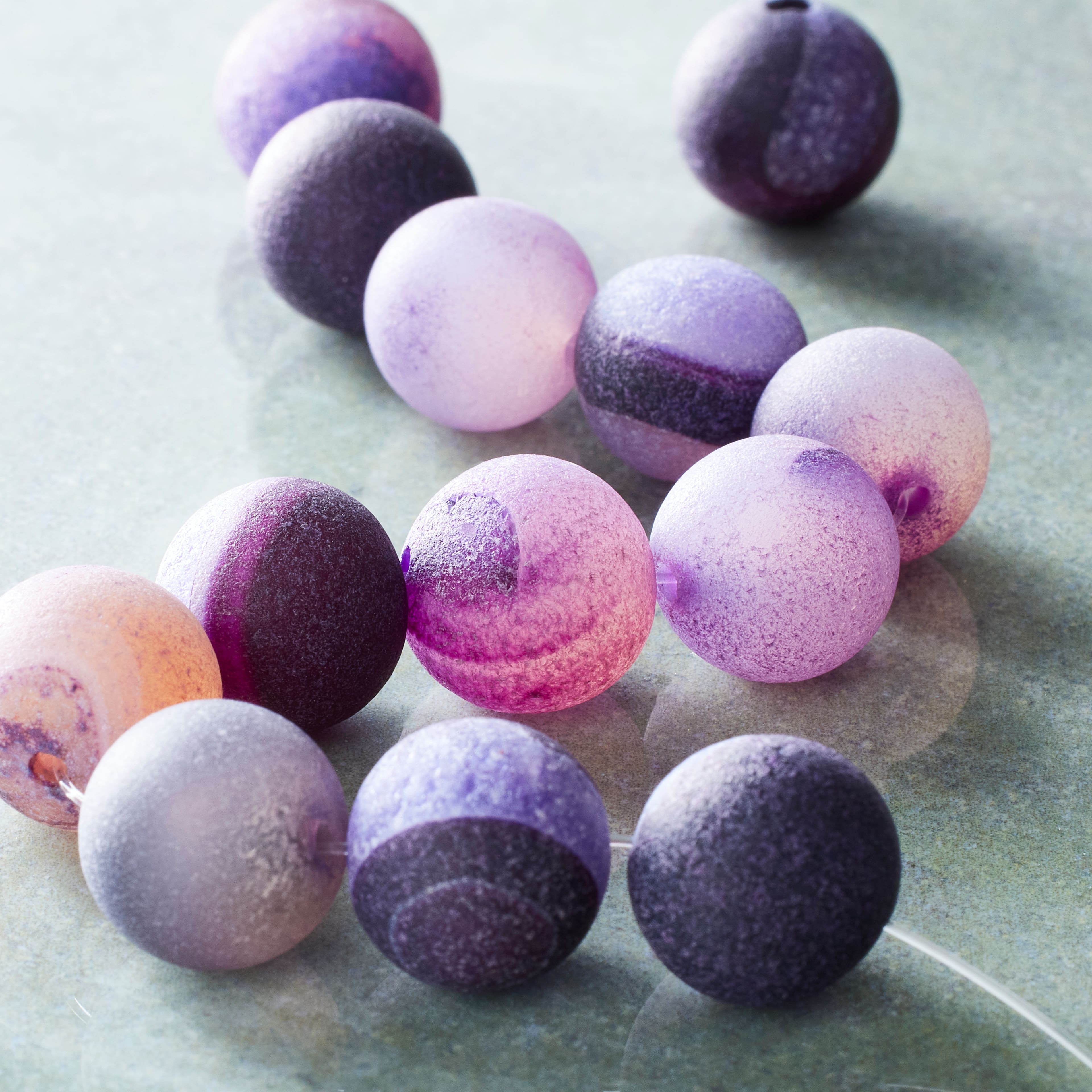 12 Pack: Purple & Natural Marbleized Agate Stone Round Beads, 12mm by Bead Landing™