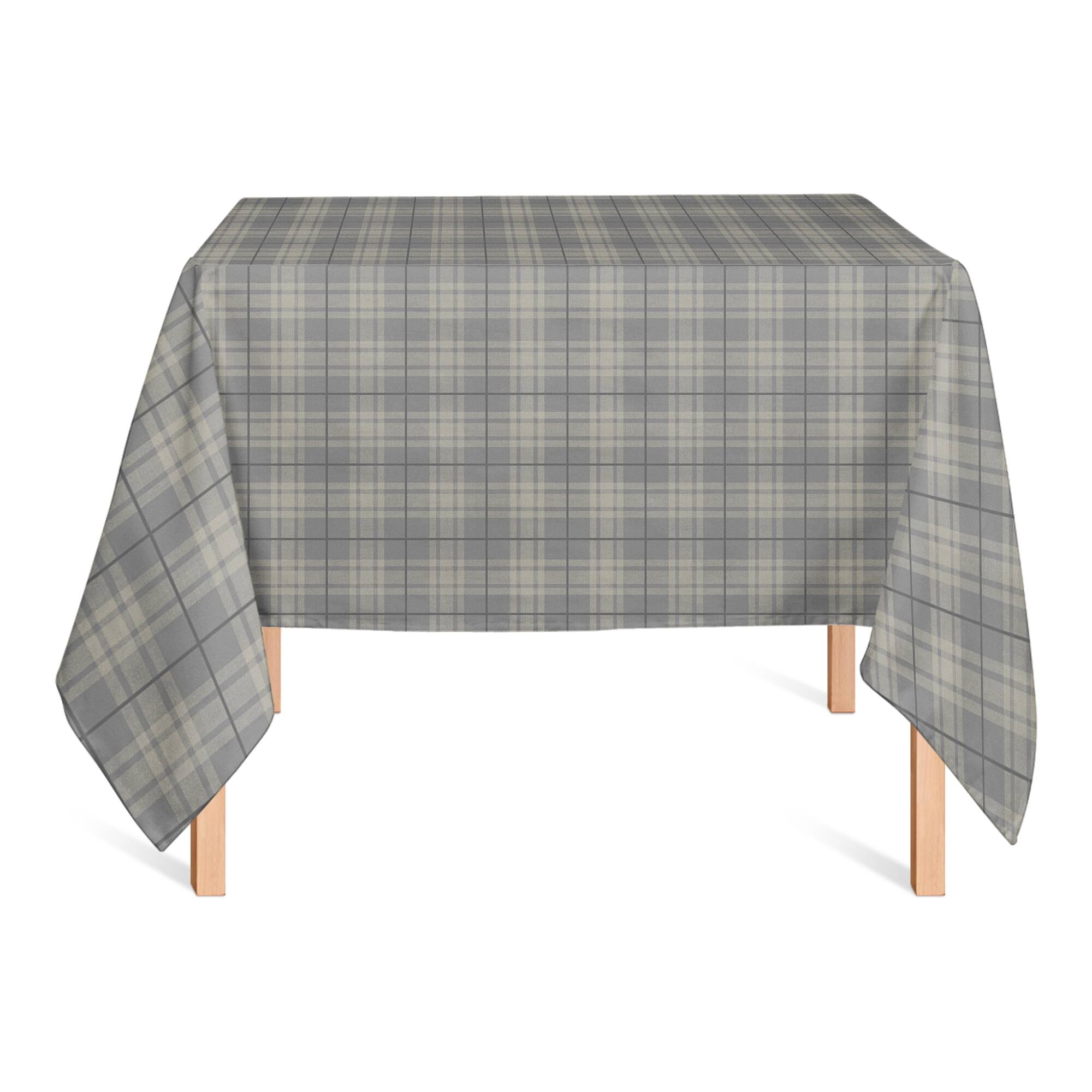 Dark Gray Plaid Tablecloth