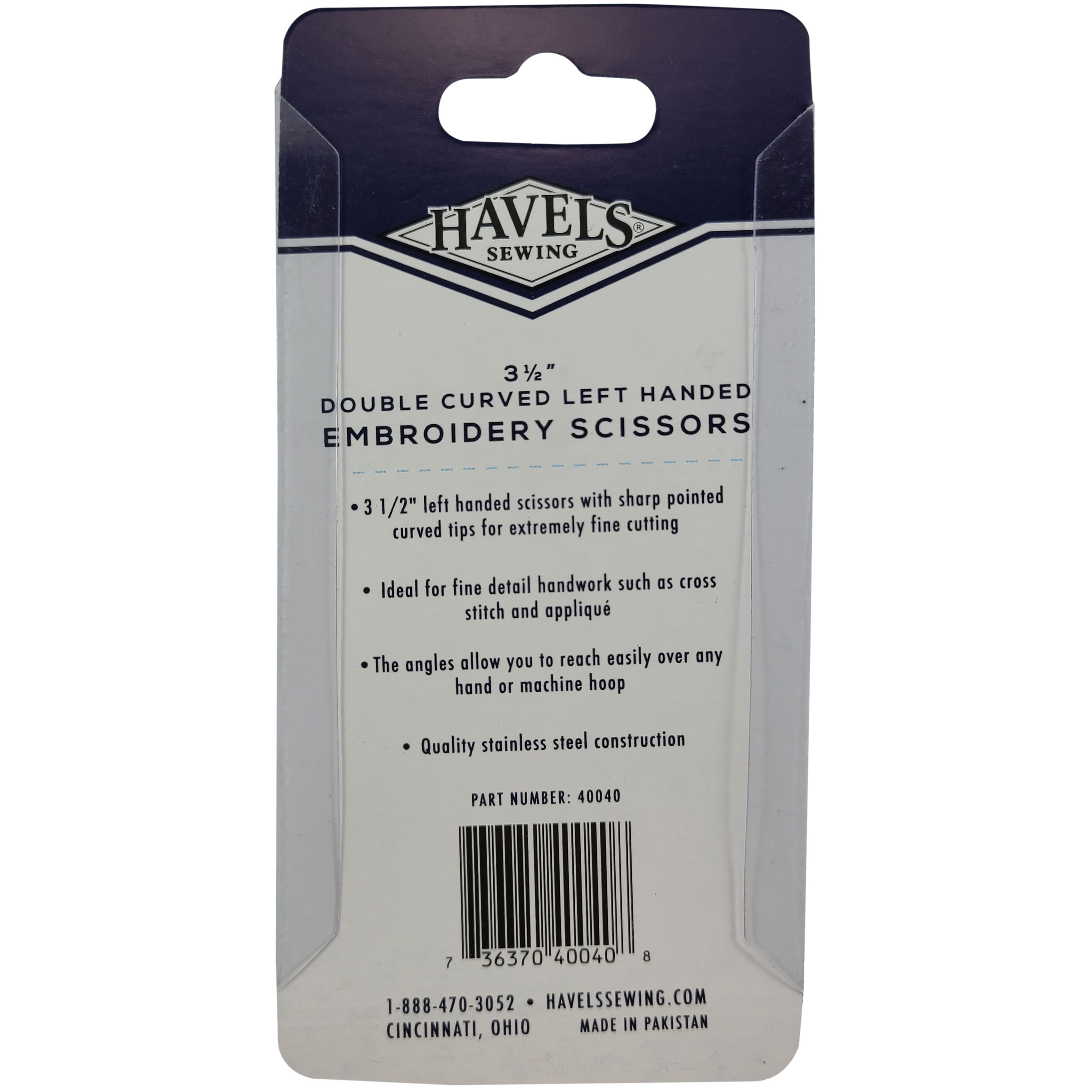 Havels Double Curved Embroidery Scissors 3.5 - Left Handed