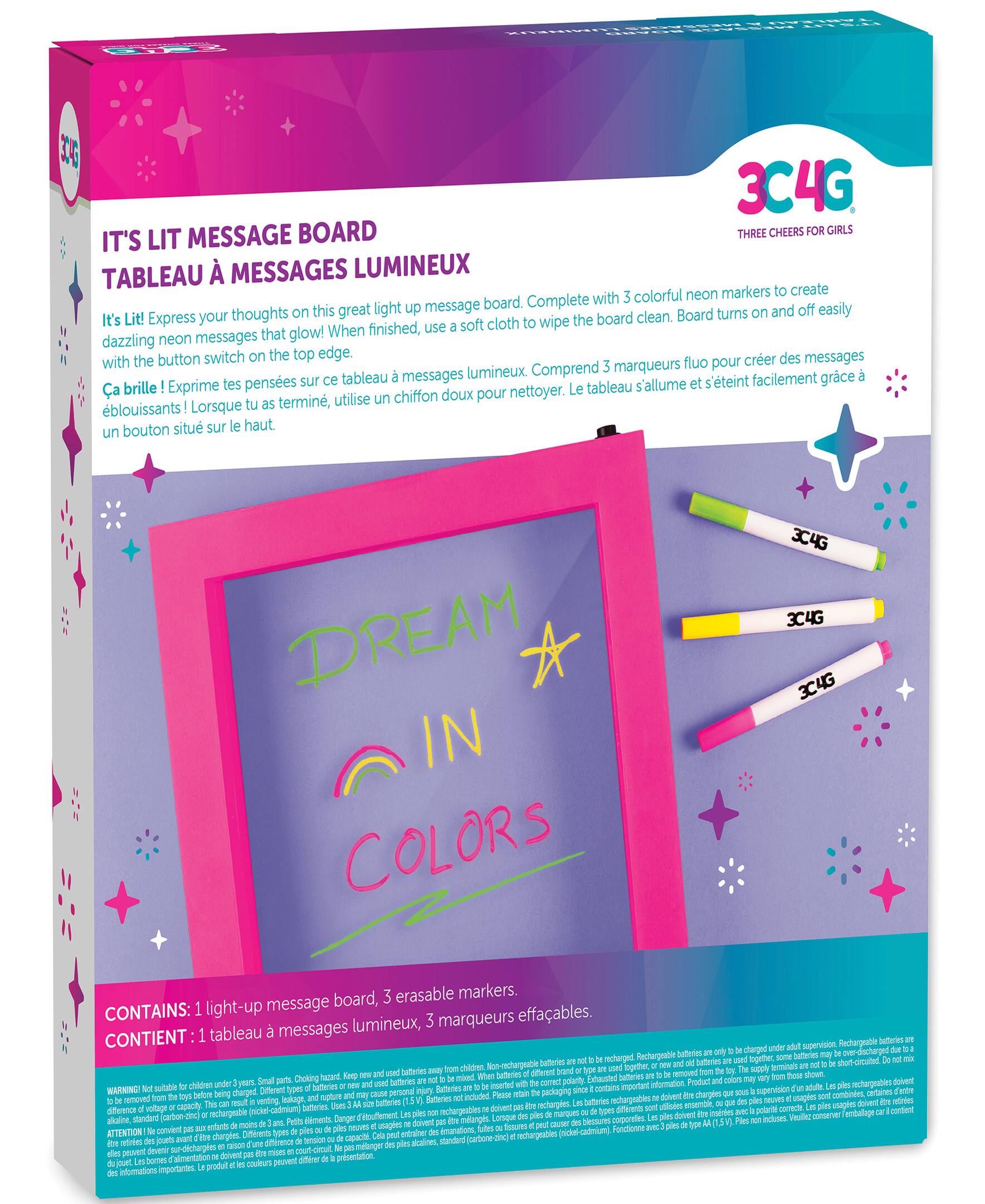 Make It Real 3C4G&#xAE; It&#x27;s Lit Message Board Light Up Dry Erase Board